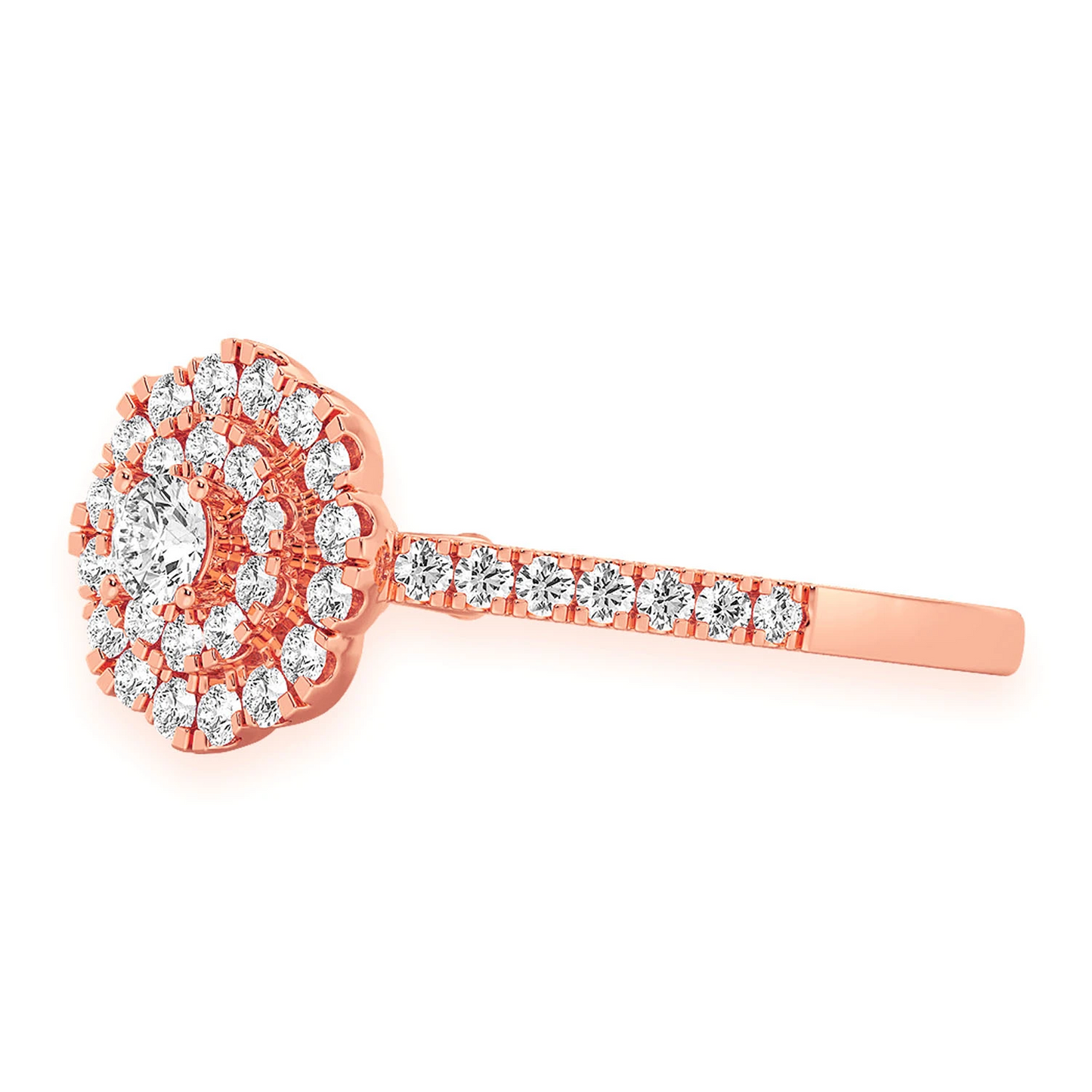 Single Band Floral Diamond Engagement Ring in 14K rose gold, side view
