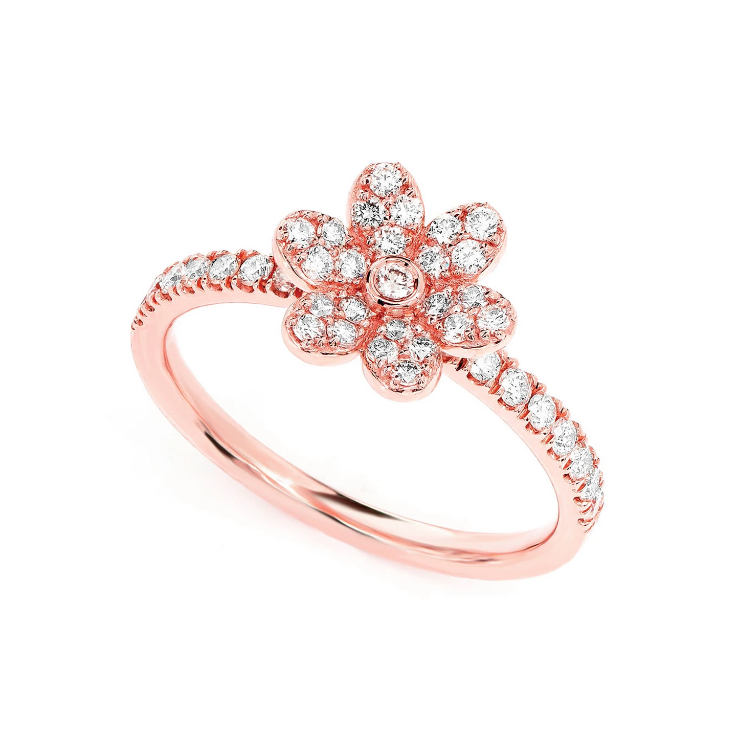 Diamond Petal Ring in 14K rose gold, angled view