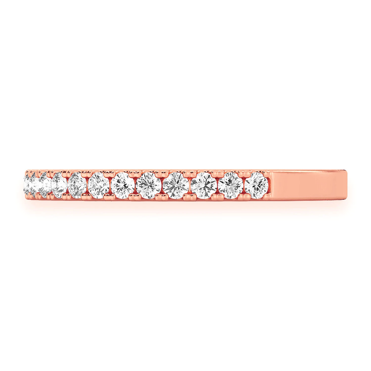 Slim Single Row Band Ring in 14K rose gold, side view