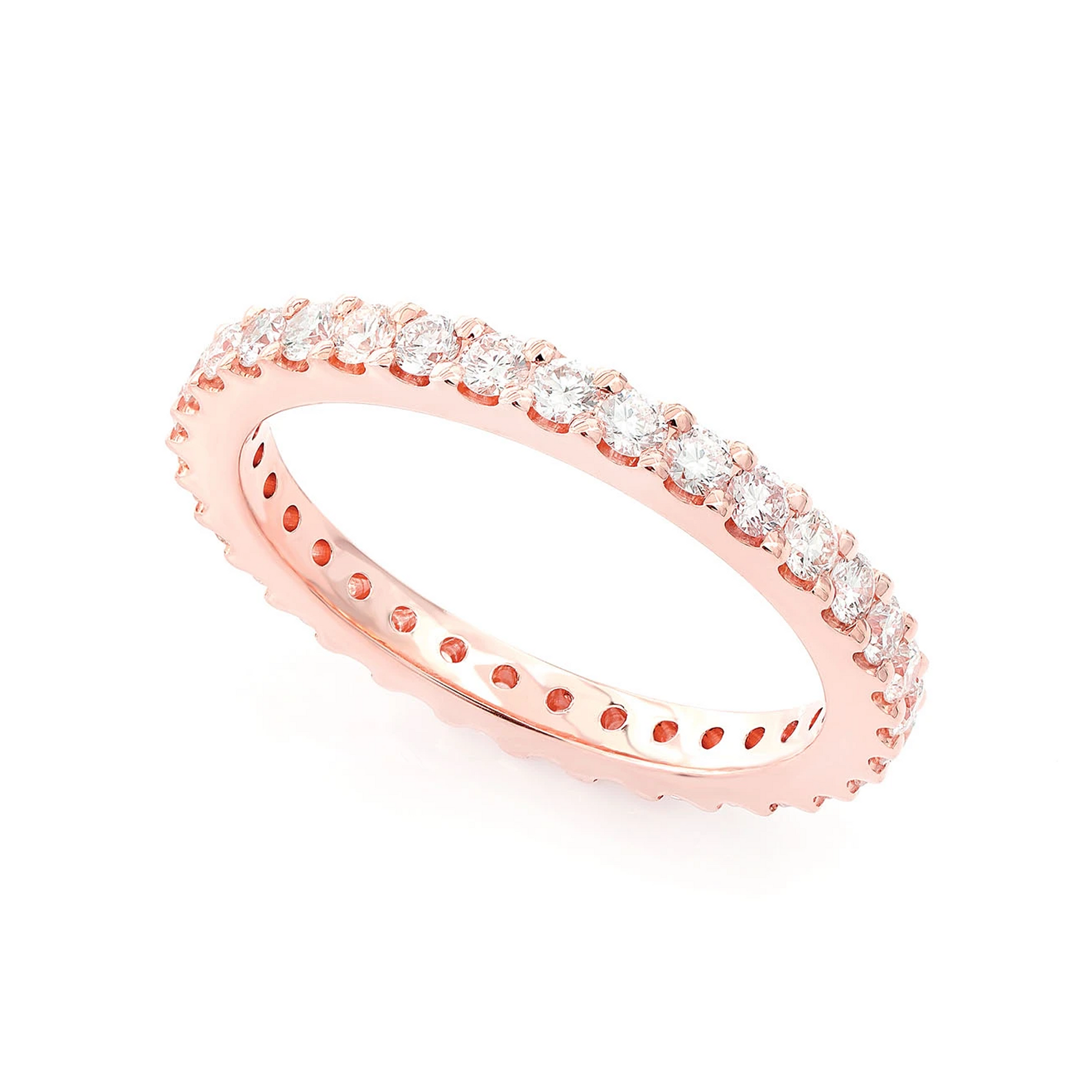 Classic Eternity Diamond Ring in 14K rose gold, angled view