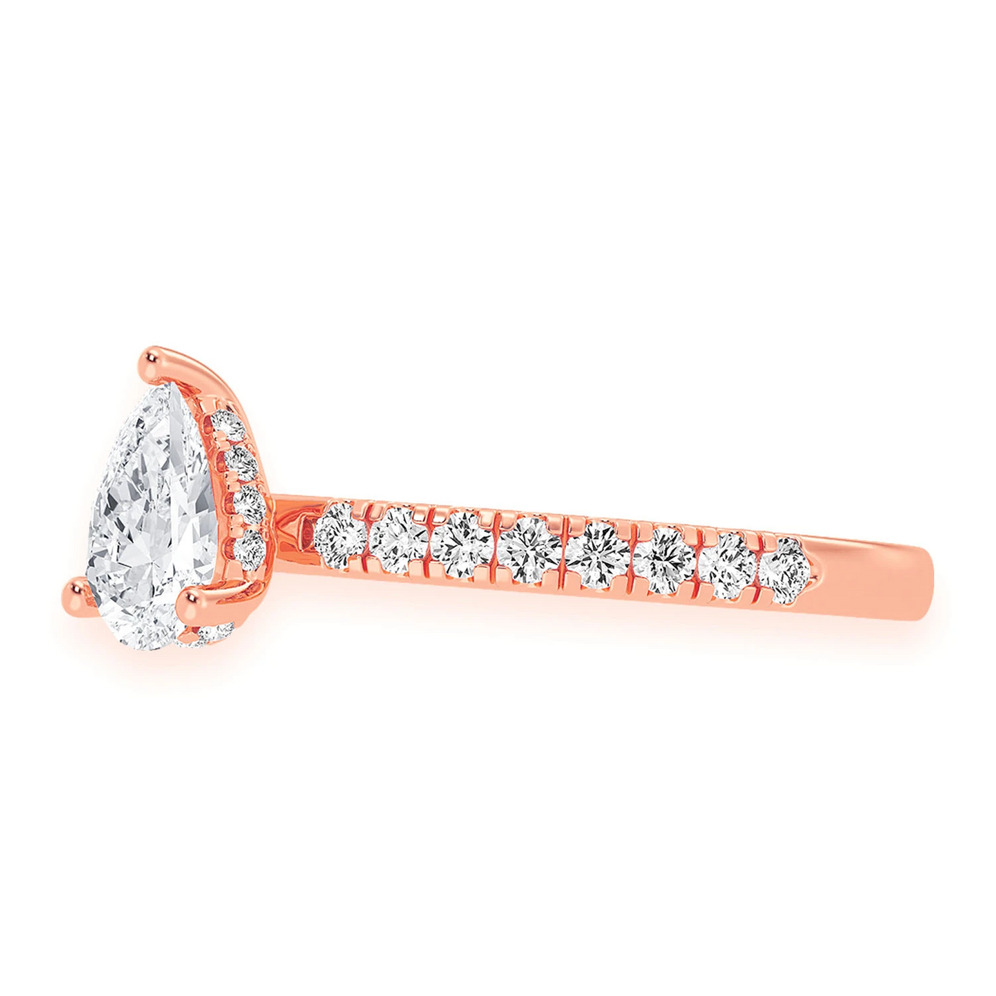 Signature One Row Under Halo Diamond Ring in 14K rose gold, detail view