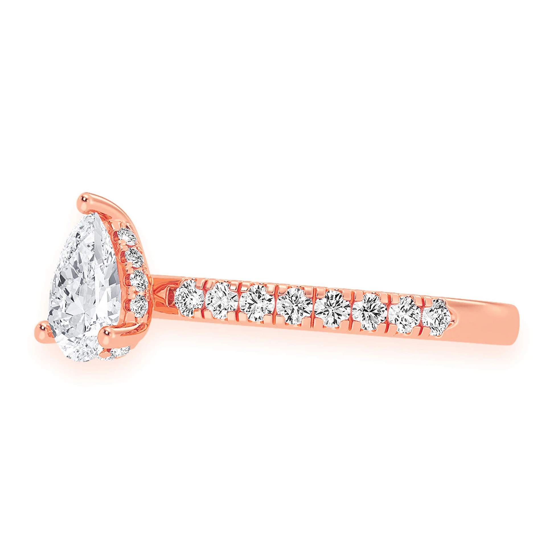 Signature One Row Under Halo Diamond Ring in 14K rose gold, detail view