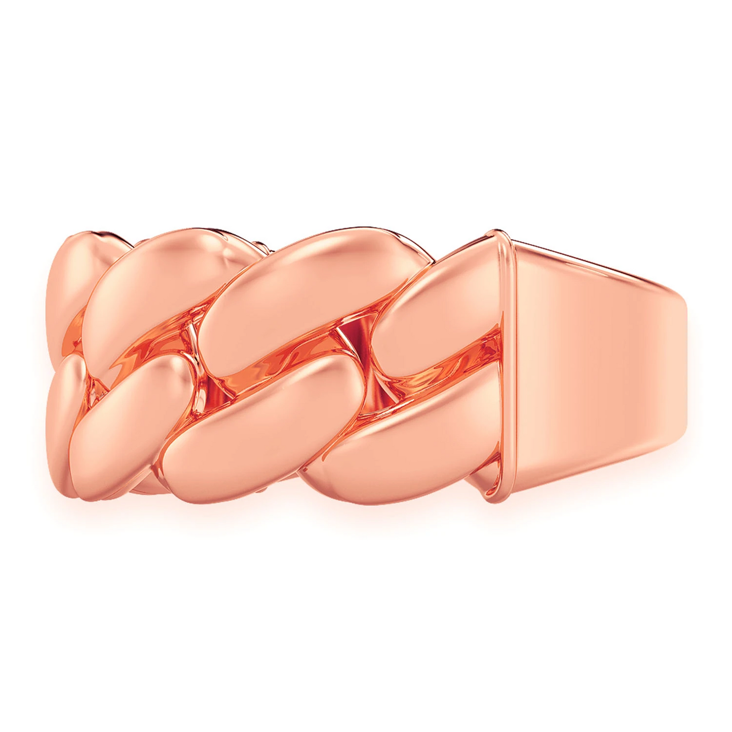 Solid Gold Cuban Ring in 14K rose gold, detail view