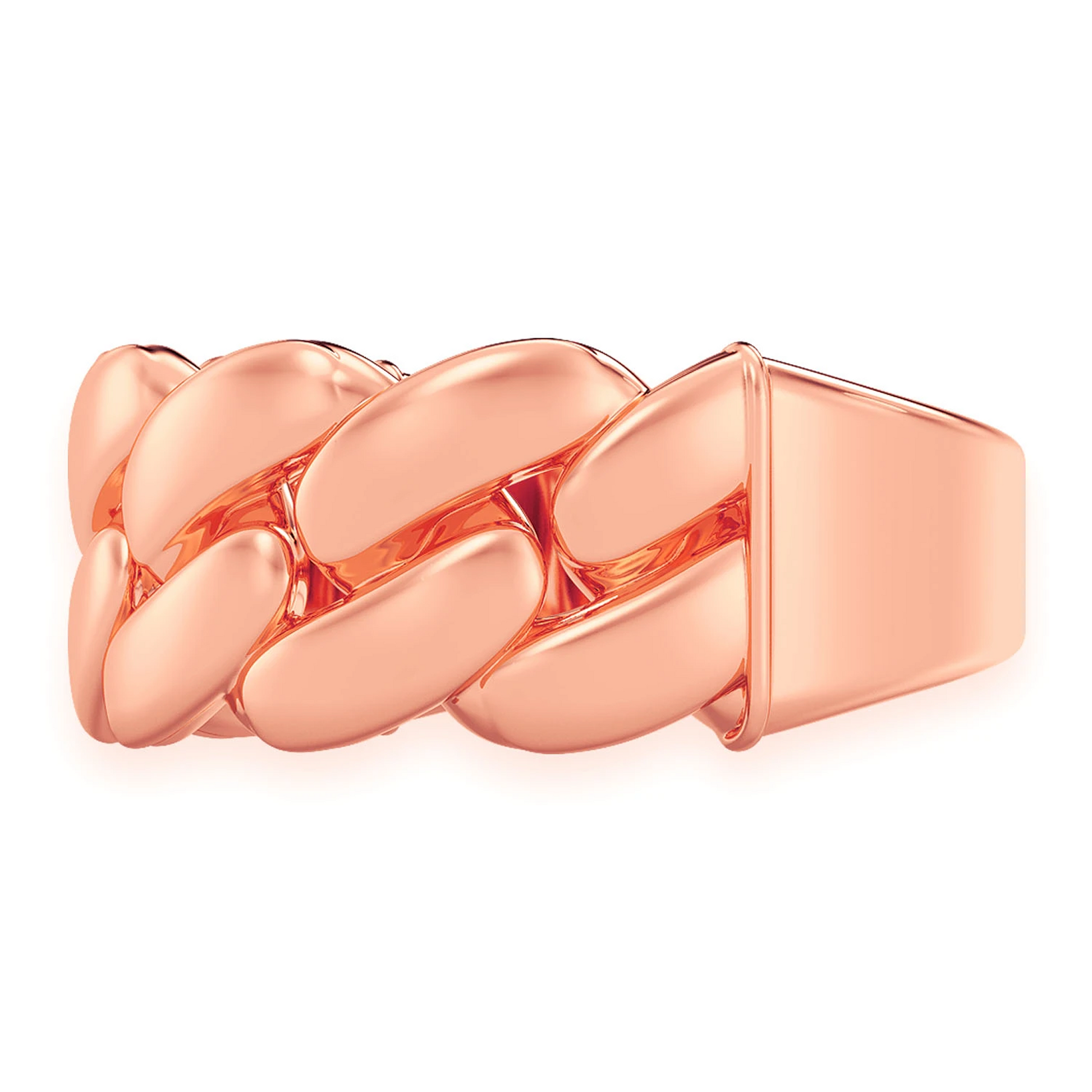 Solid Gold Cuban Ring in 14K rose gold, detail view