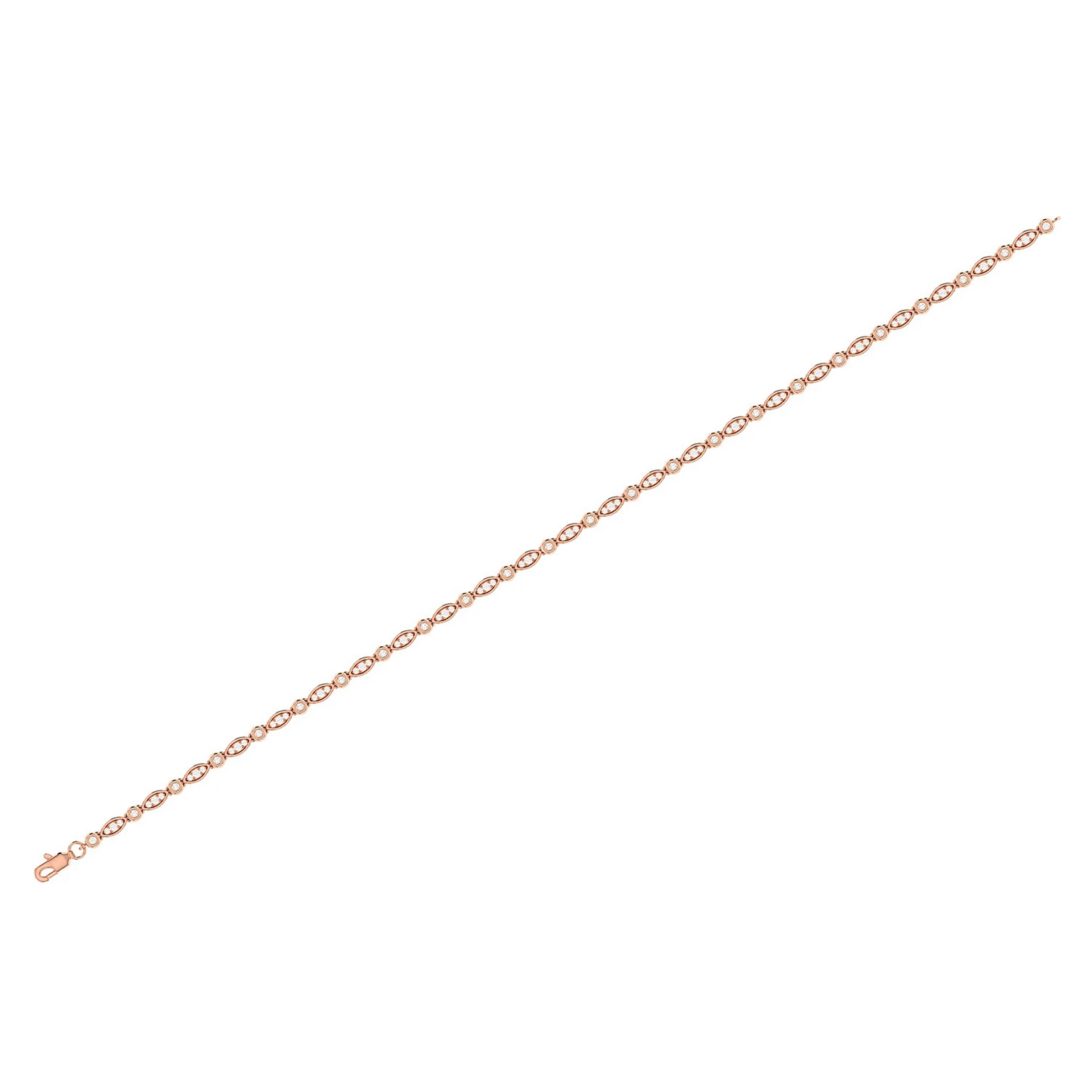 Geometric Bezel Diamond Bracelet in 14K rose gold, alternate view