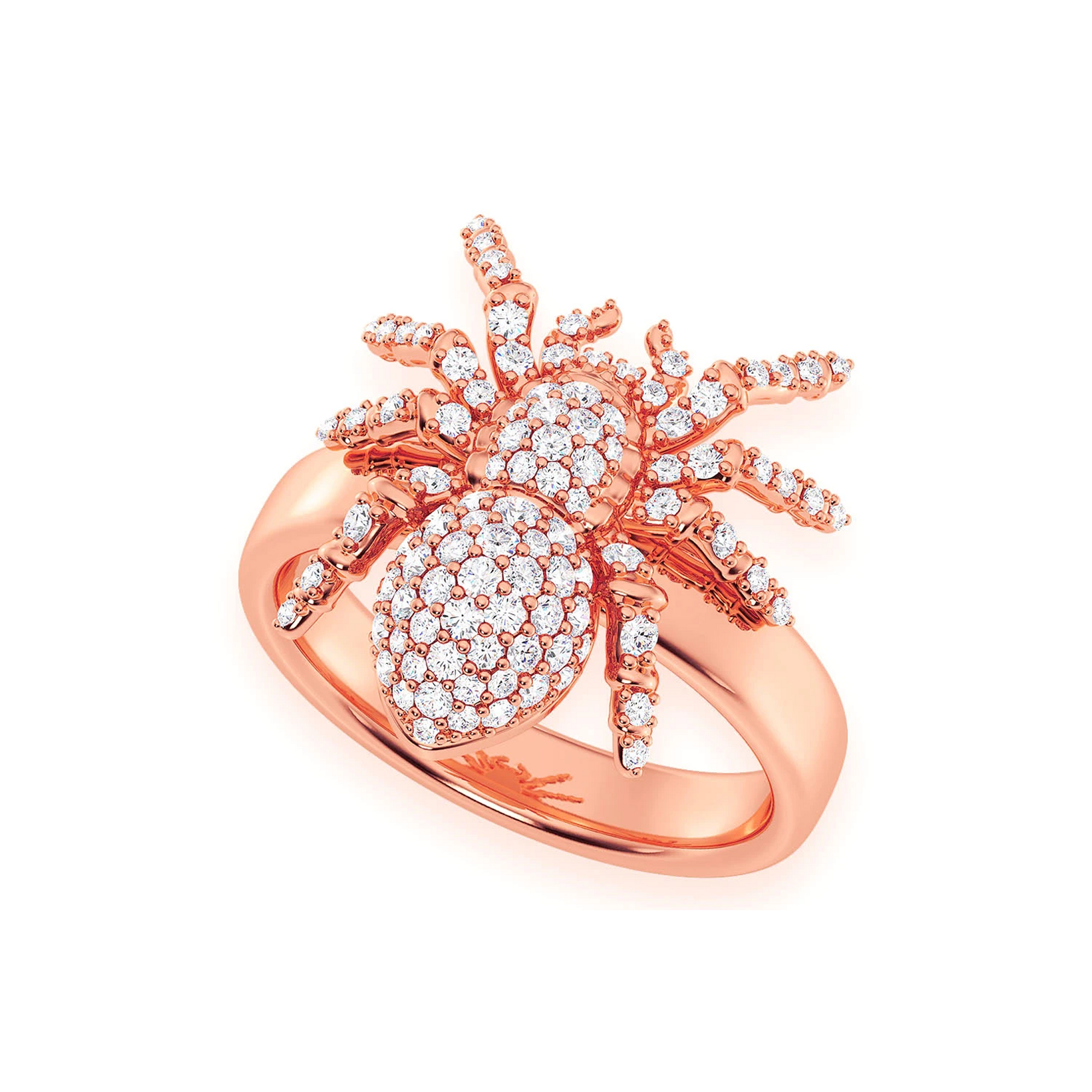Spider Diamond Ring in 14K rose gold, angled view