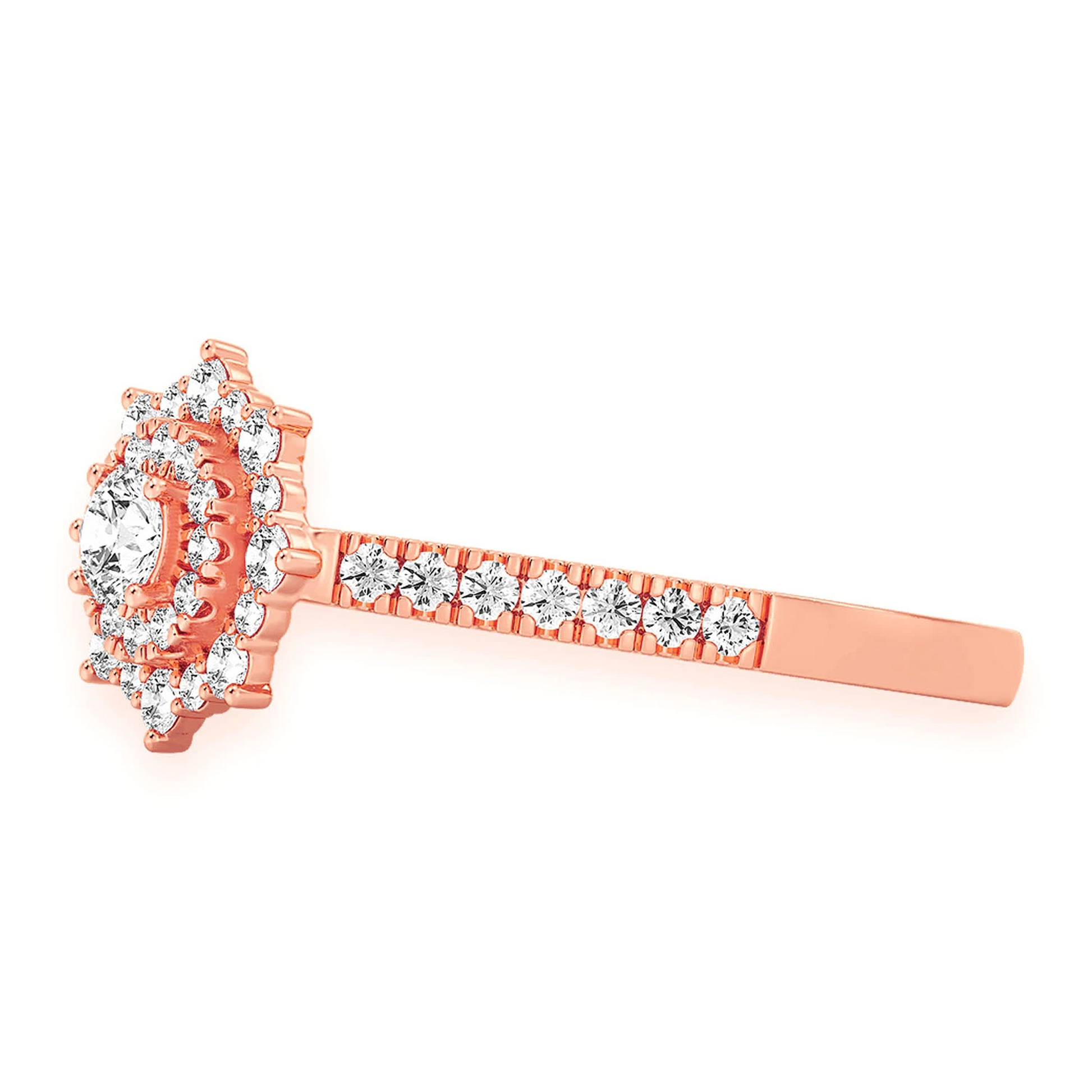 Single Band Diamond Engagement Ring in 14K rose gold, detail view