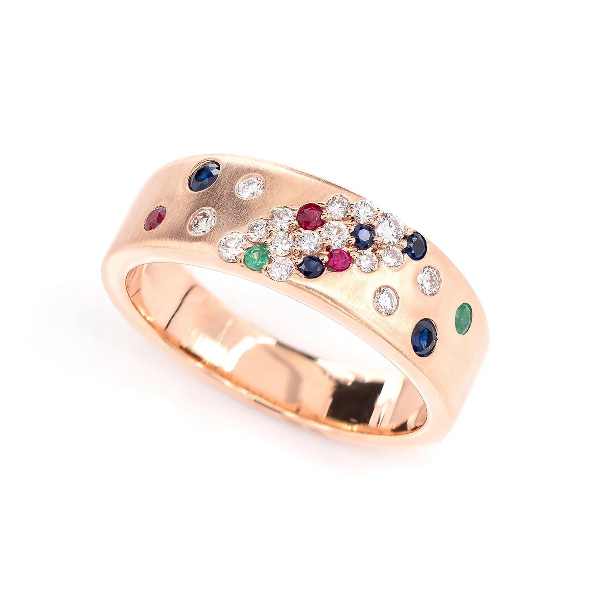 Scattered Cluster Multi Gem and Diamond Band Ring