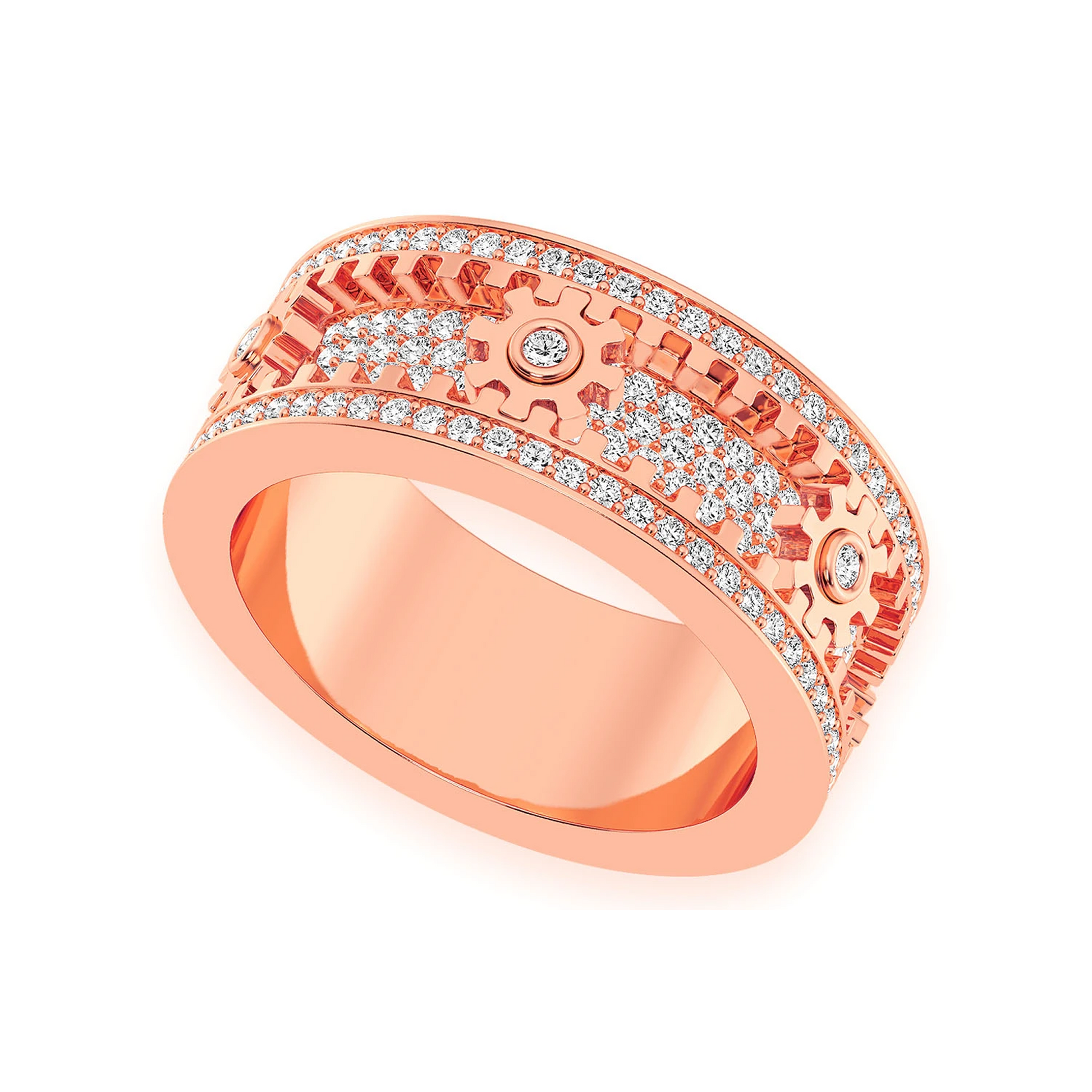 Fidget Gear Diamond Ring in 14K rose gold, detail view