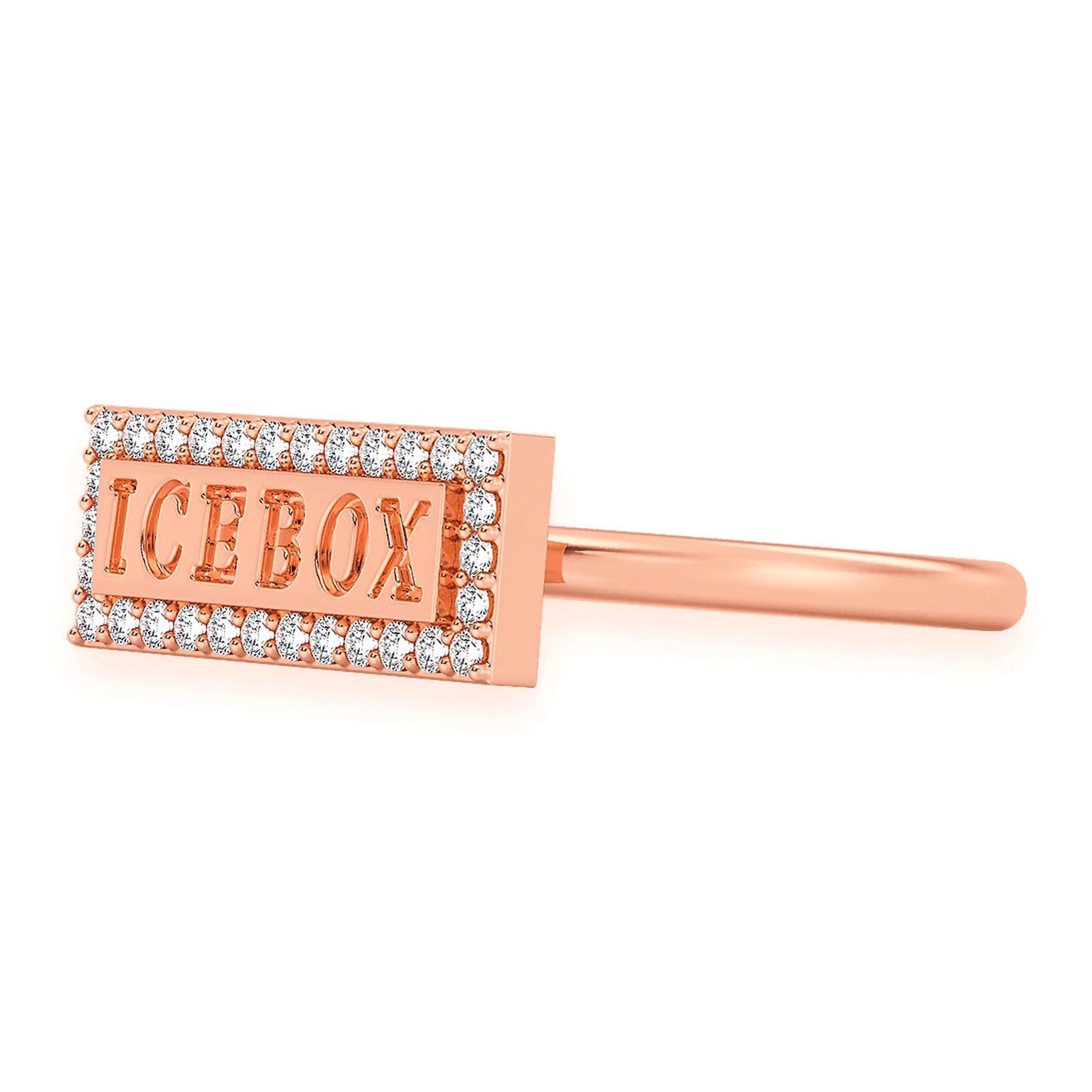 Icebox Logo Silhouette Diamond Ring in 14K rose gold, detail view