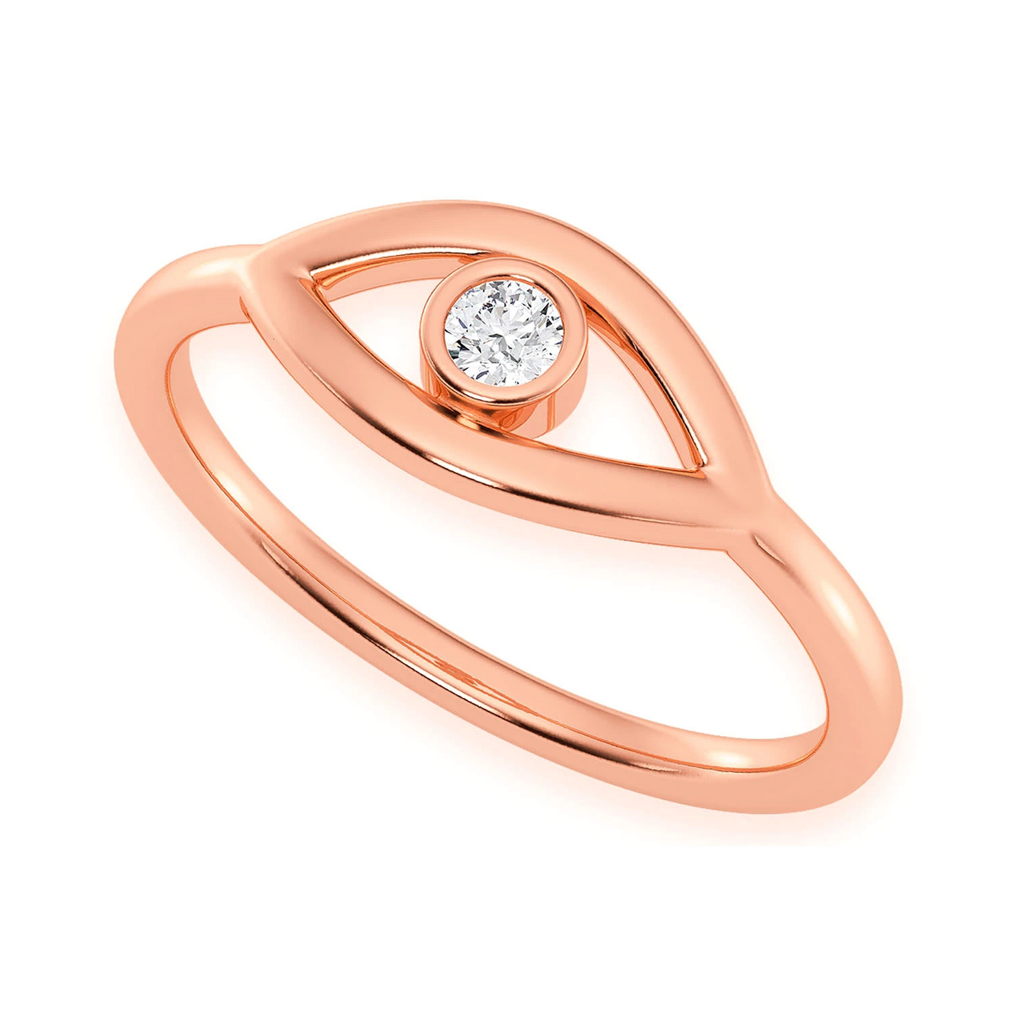 Solitaire Evil Eye Ring in 14K rose gold, alternate view