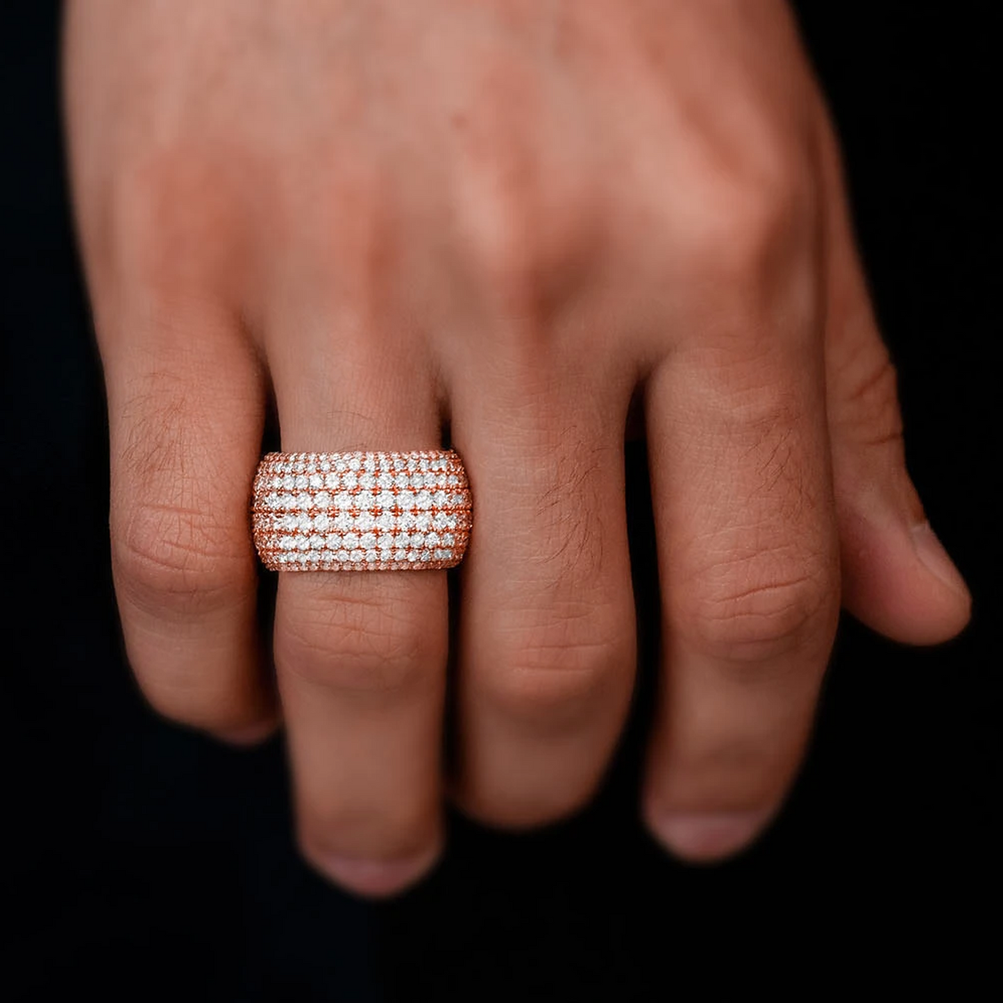 Eight Row Wide Shape Band Ring in 14K rose gold, alternate view