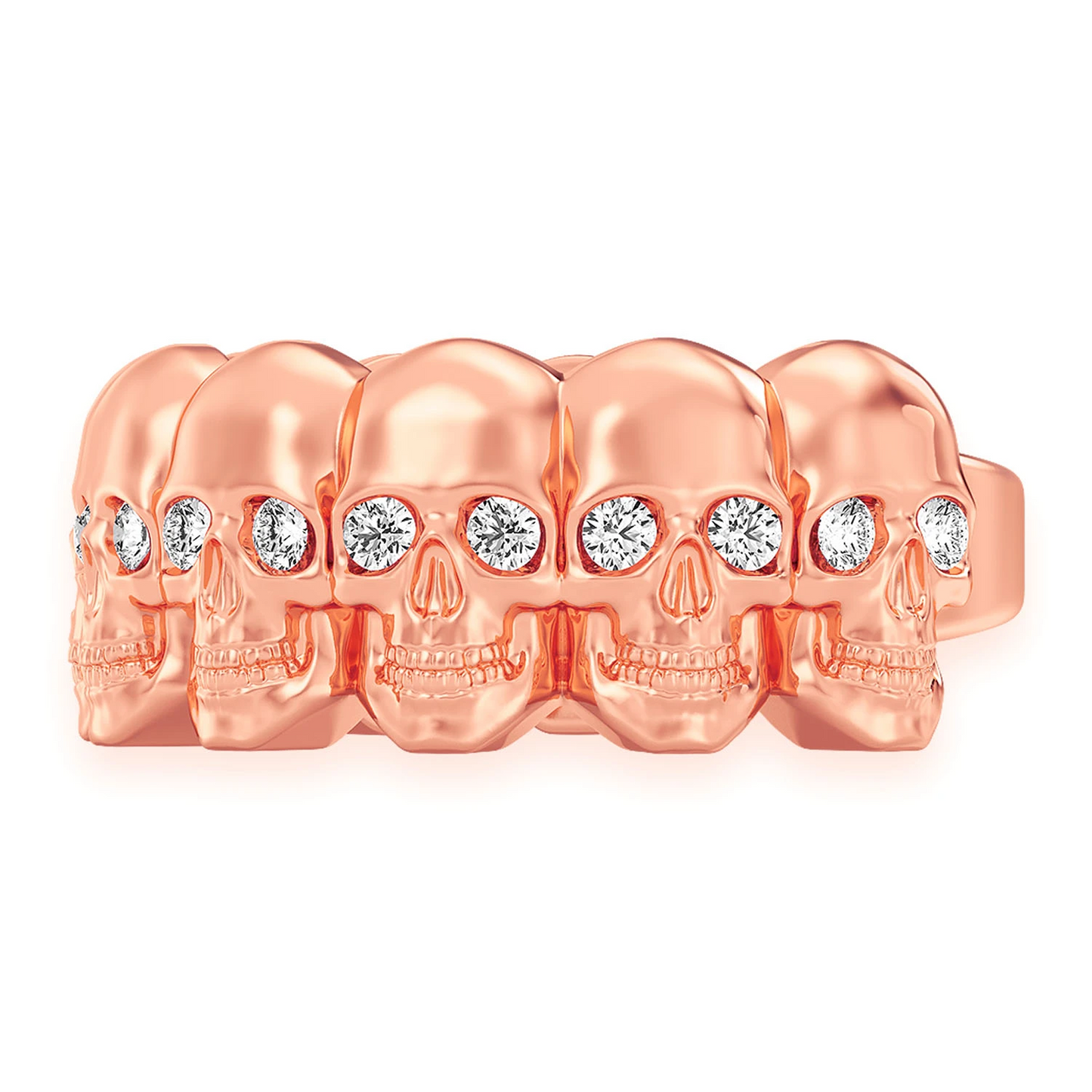 Nine Skull Diamond Ring in 14K white gold, detail view