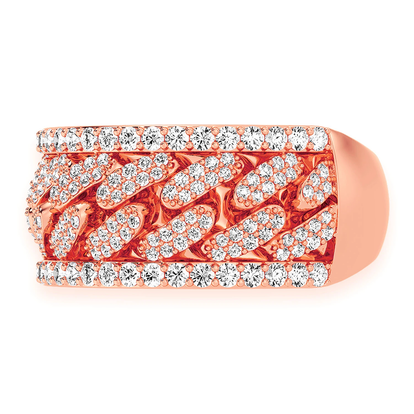 Miami Cuban Link Ring in 14K rose gold, detail view