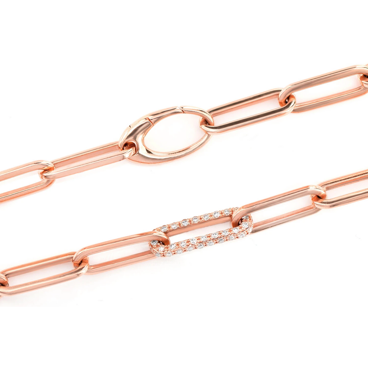 Alternating Elongated Diamond Rolo Link 17.5in Necklace