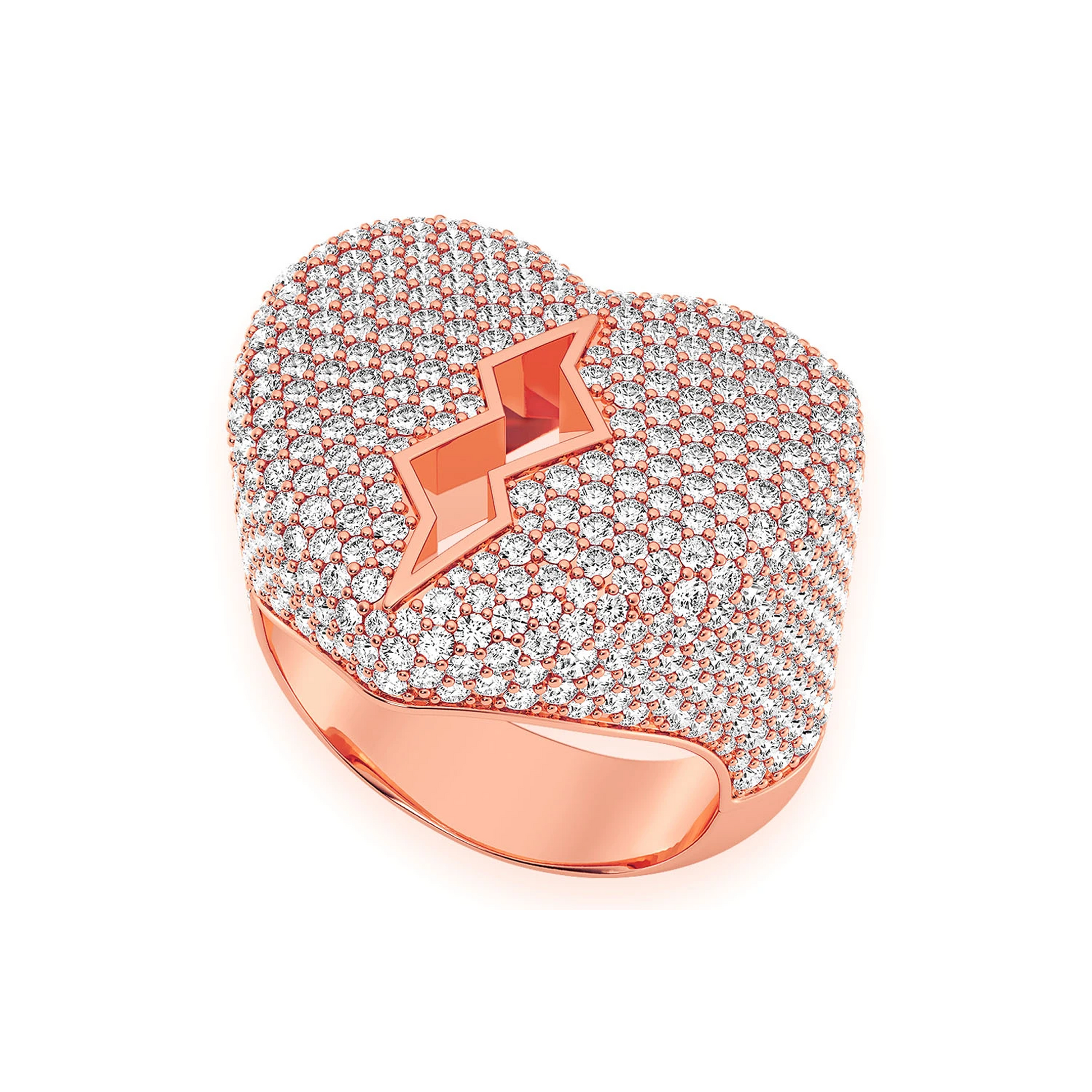 Broken Heart Signet Ring in 14K rose gold, detail view