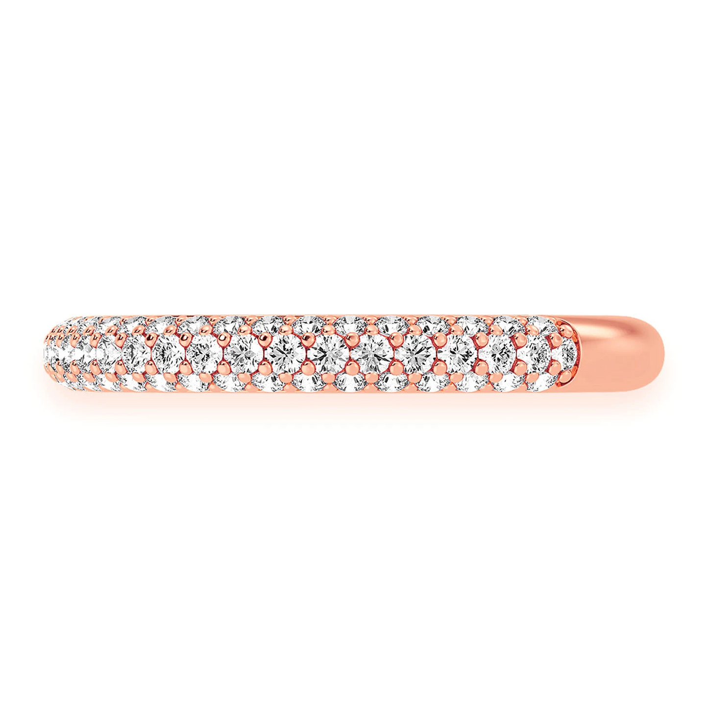 Thin Three Row Pavé Diamond Ring in 14K rose gold, detail view