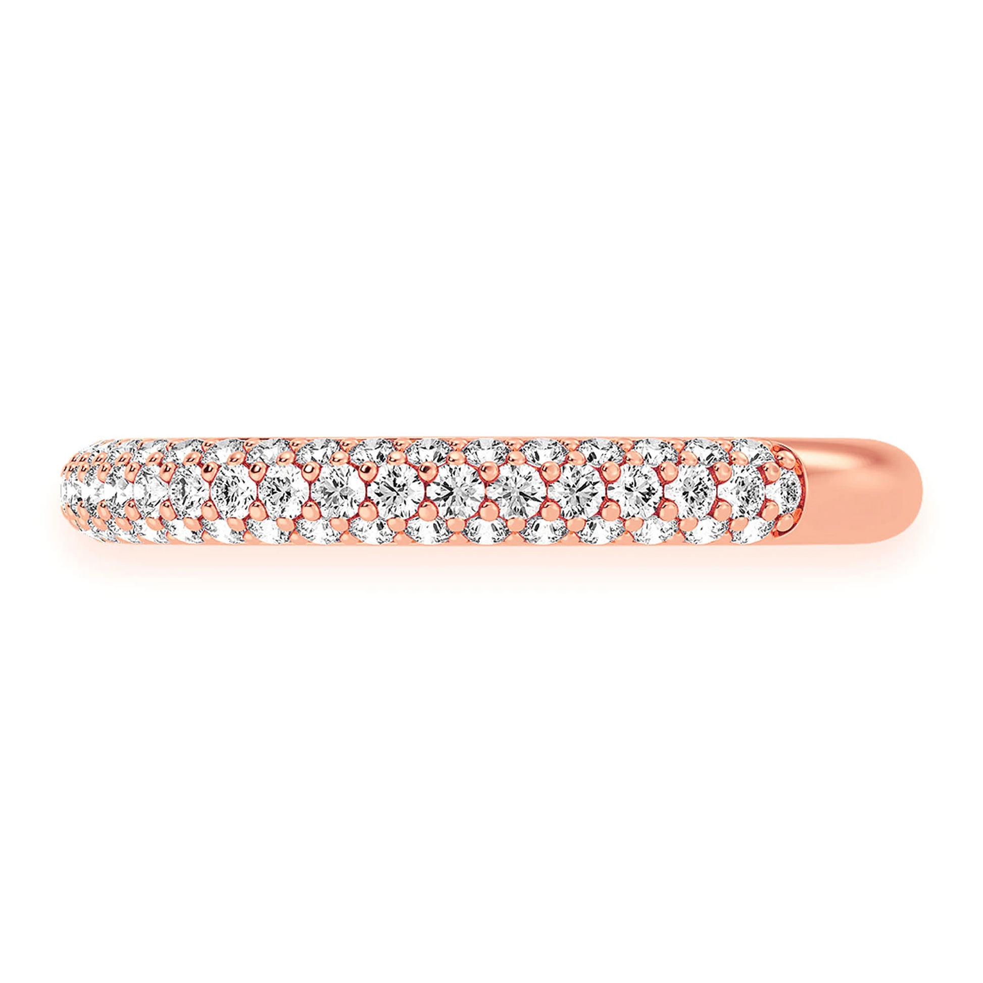 Thin Three Row Pavé Diamond Ring in 14K rose gold, detail view