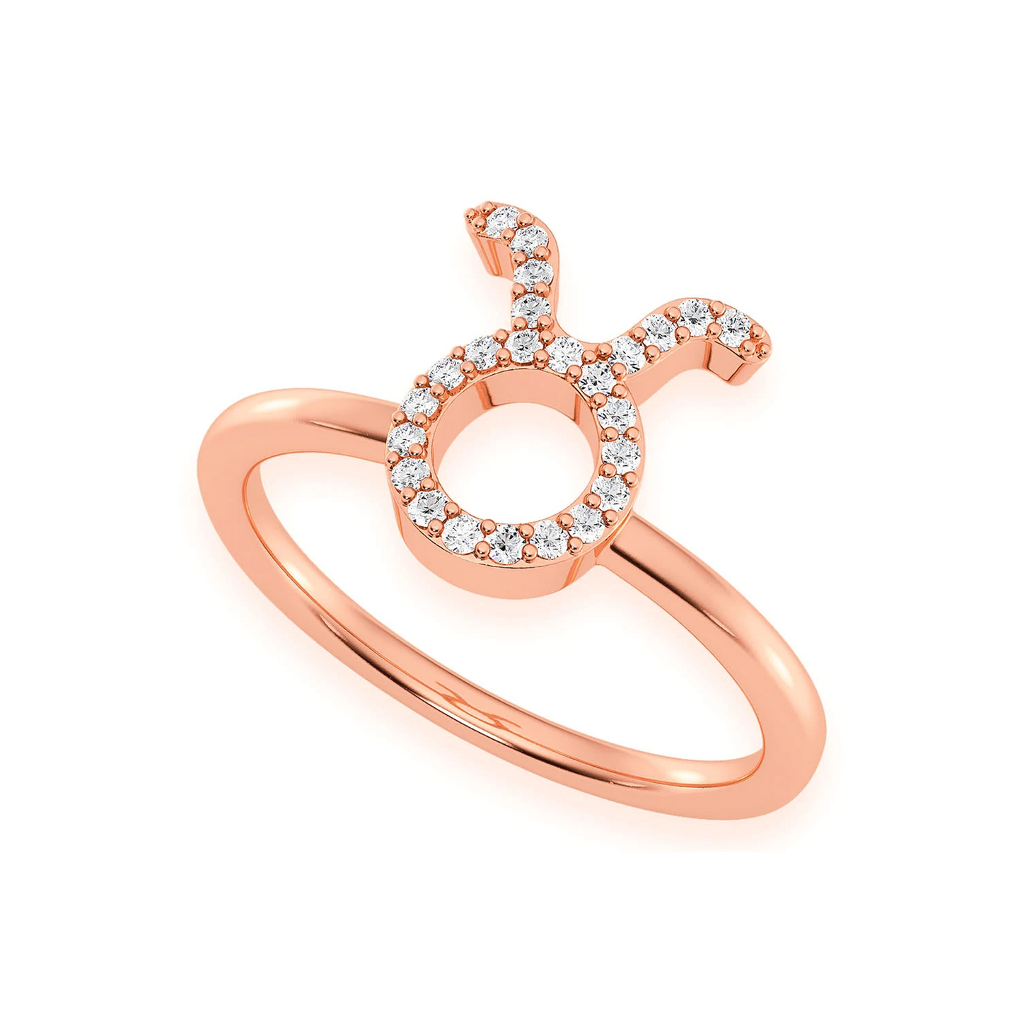 Zodiac Diamond Ring in 14K rose gold, Taurus design, detail view