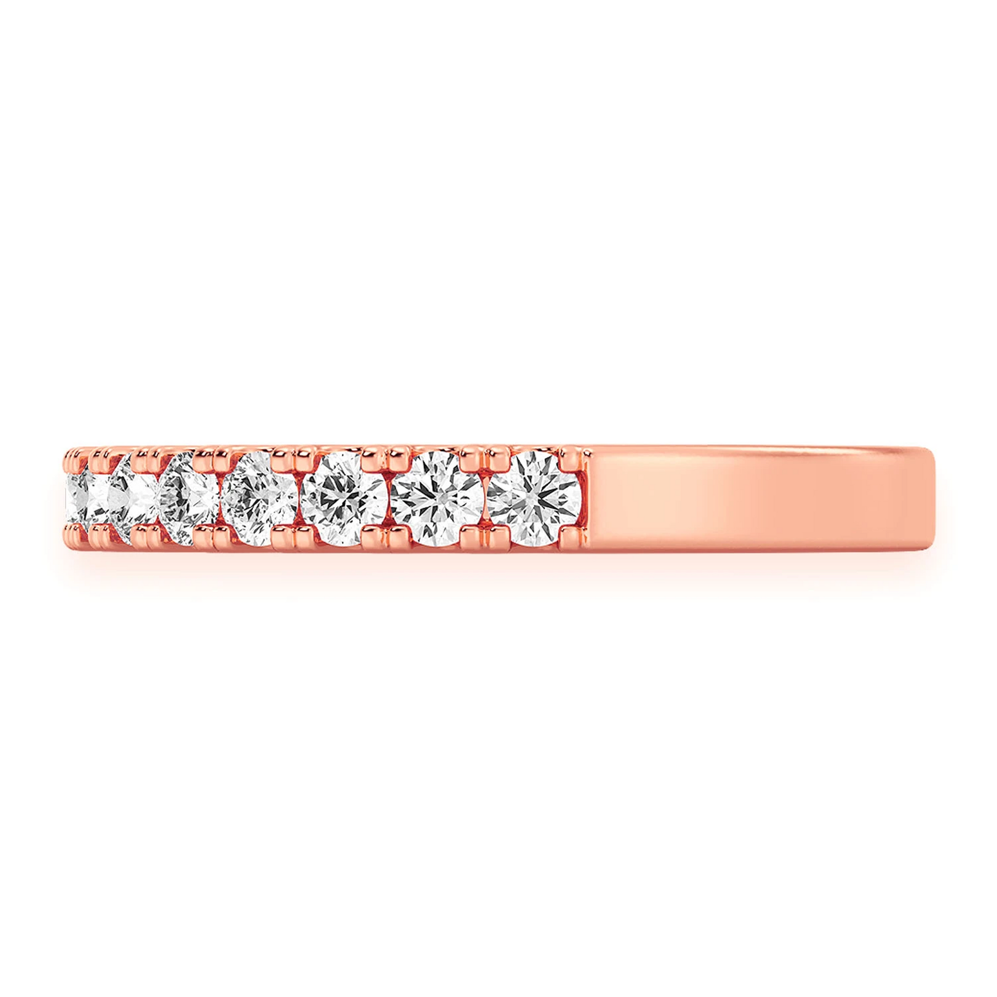 Extra Wide Single Row Band Ring in 14K rose gold, detail view