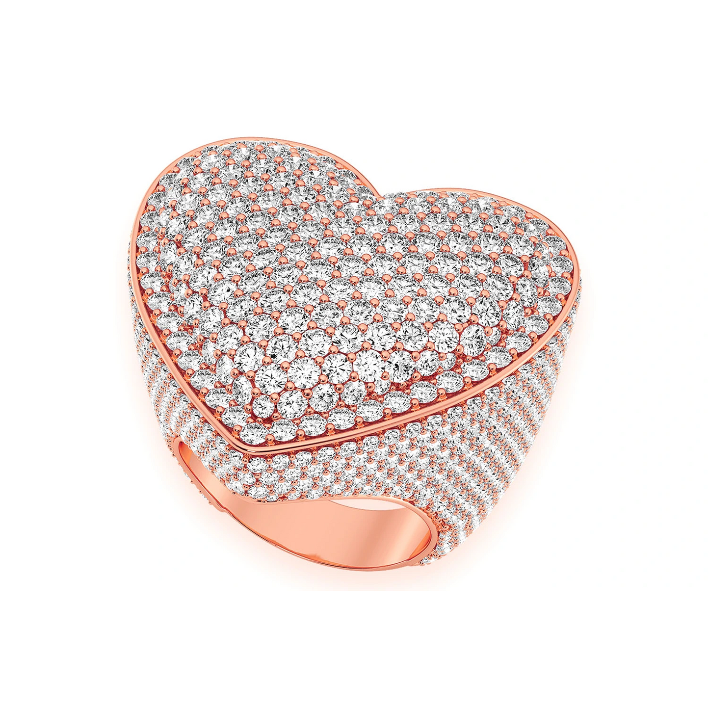 Deluxe Bubbly Heart Signet Ring in 14K rose gold, angled view