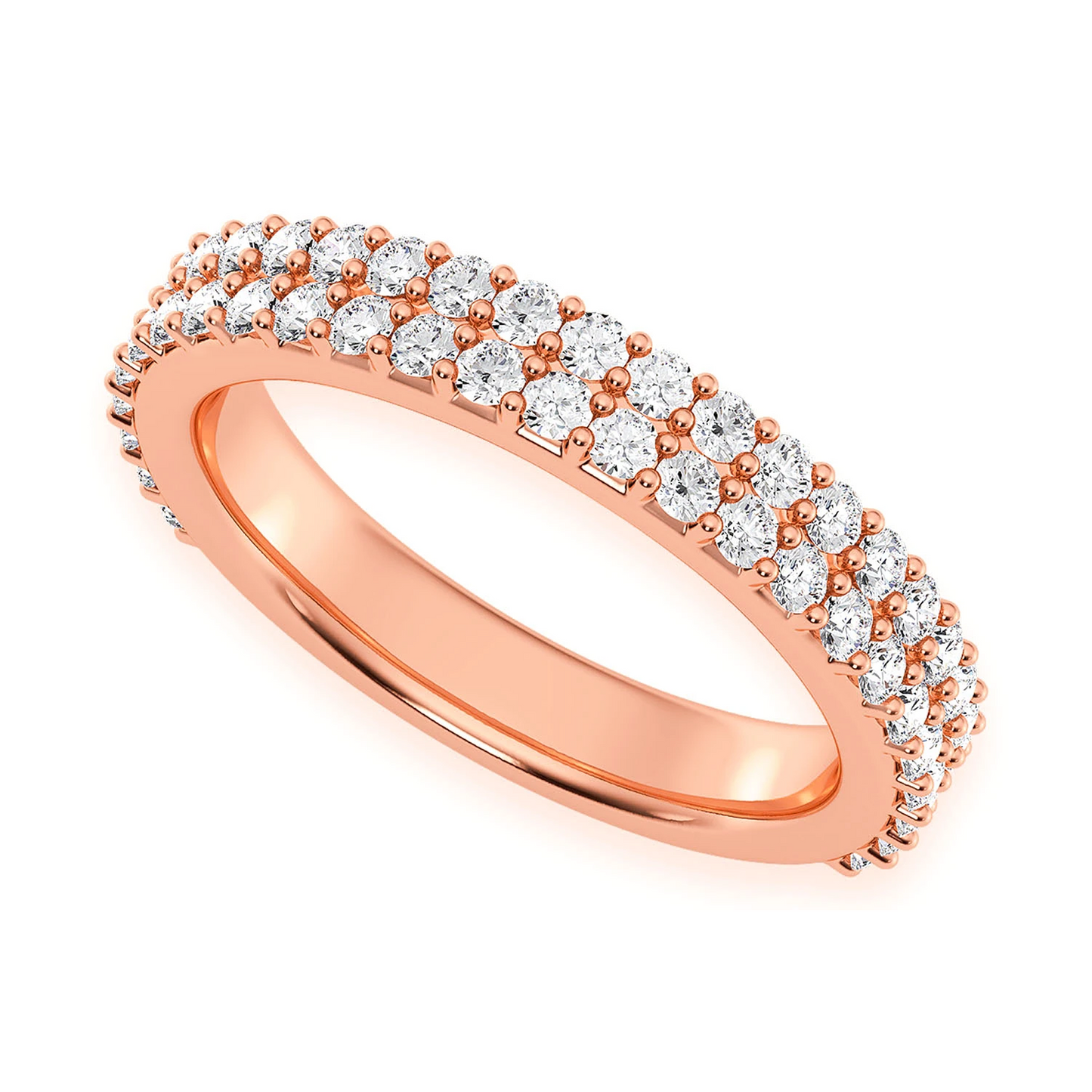 Two Row Band Ring in 14K rose gold, angled view