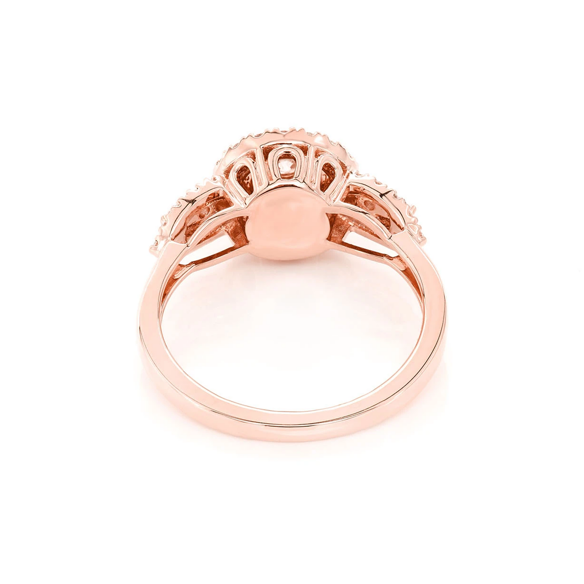 Two Tier Round Cluster Diamond Ring in 14K rose gold, alternate view