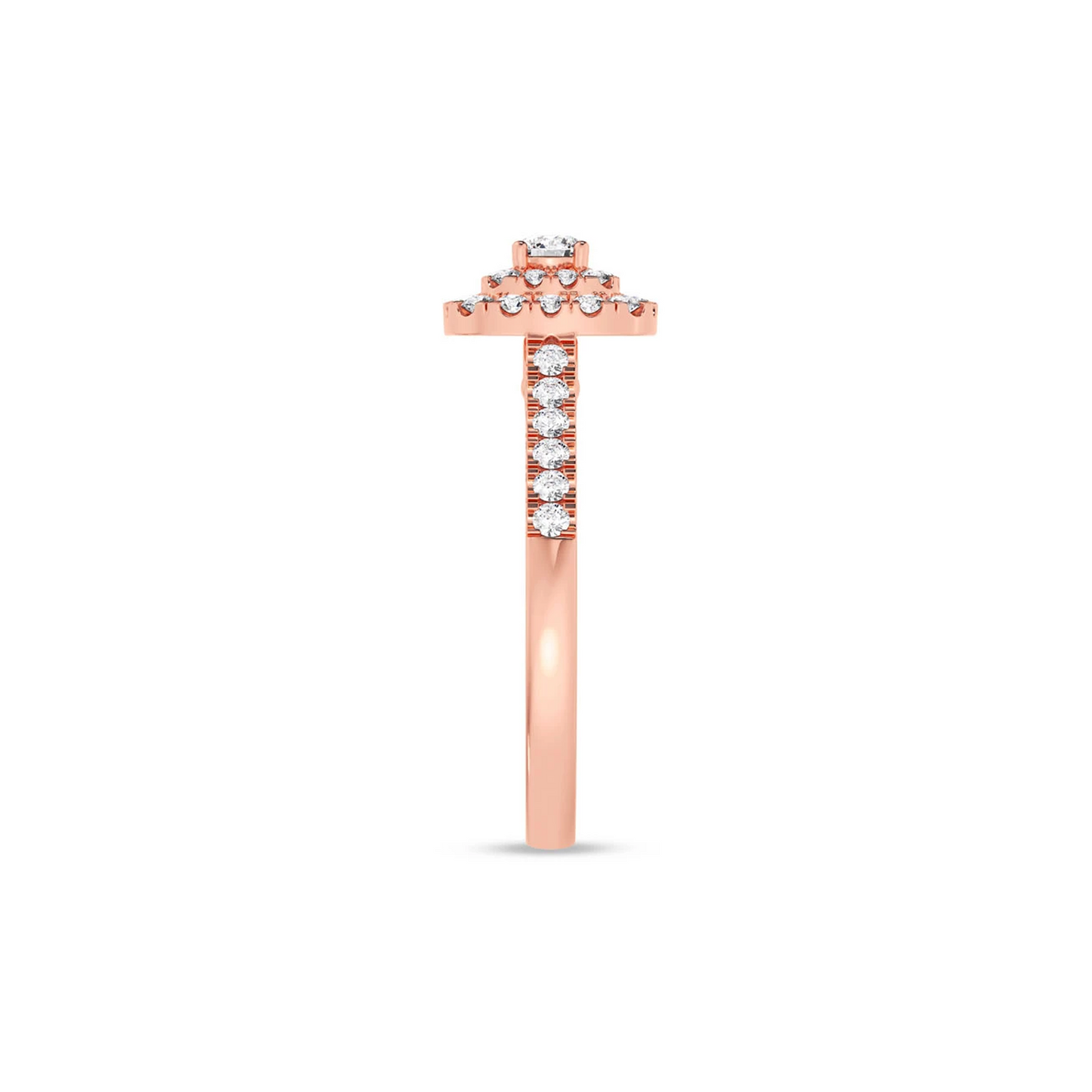 Three Layer Square Halo Engagement Ring in 14K rose gold, alternate view