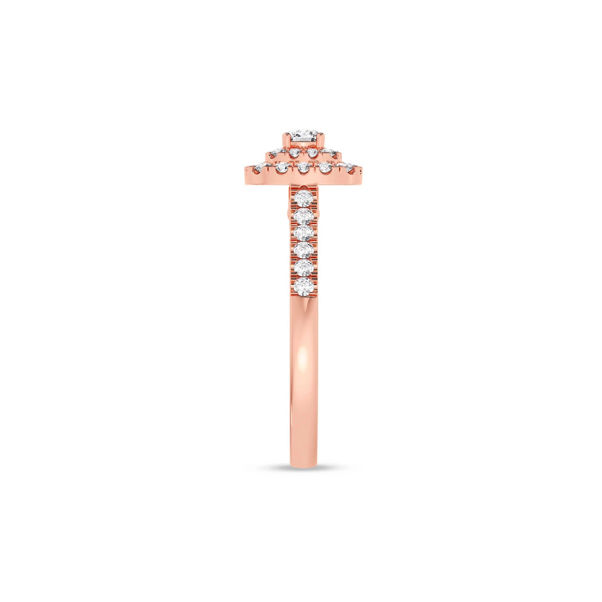 Three Layer Square Halo Engagement Ring in 14K rose gold, alternate view