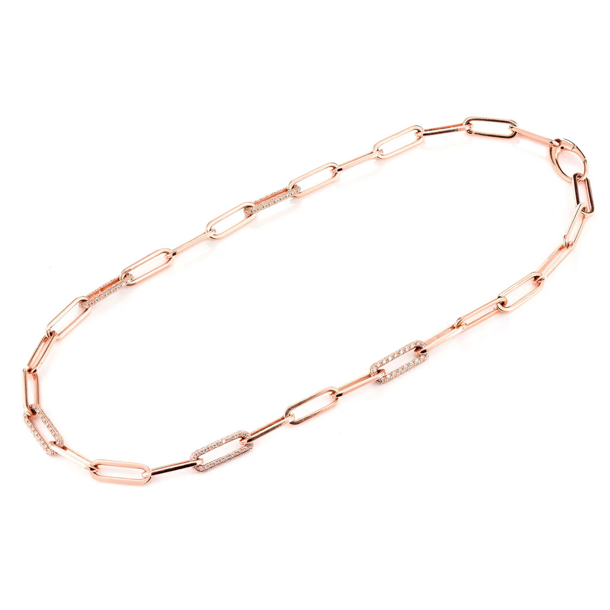 Alternating Elongated Diamond Rolo Link 17.5in Necklace