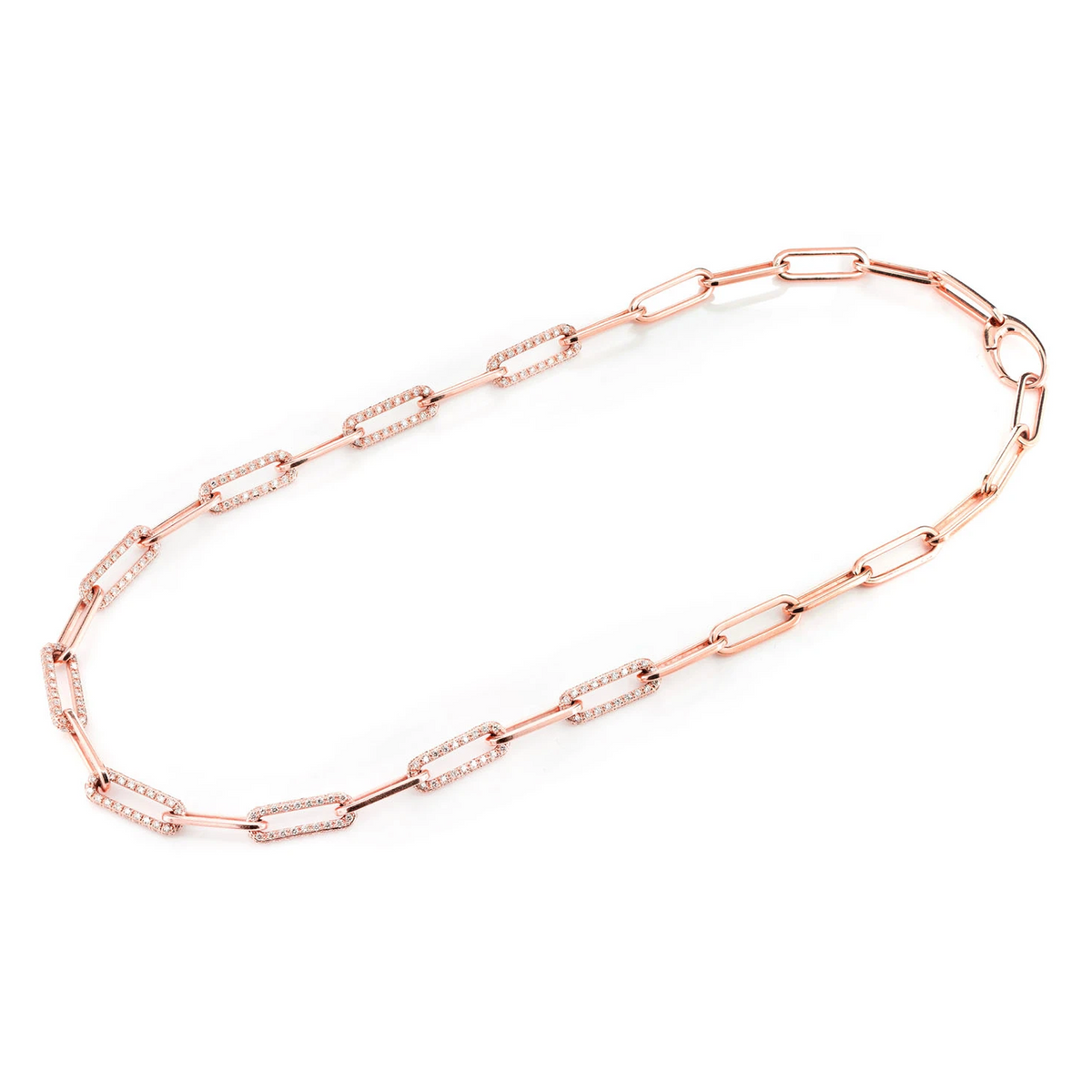 Alternating Elongated Diamond Rolo Link Necklace