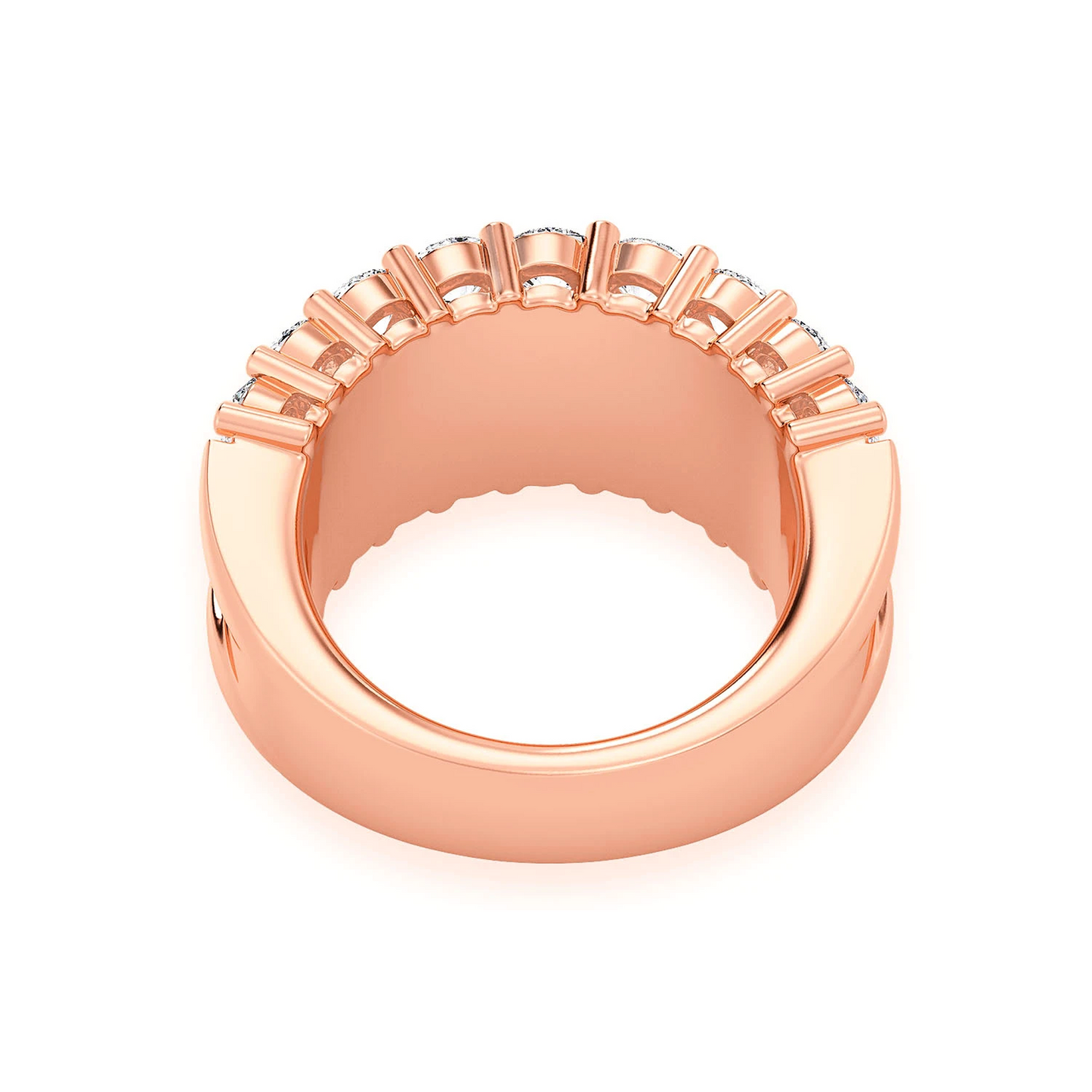 Single Row Baguette Diamond Band Ring in 14K rose gold, detail view