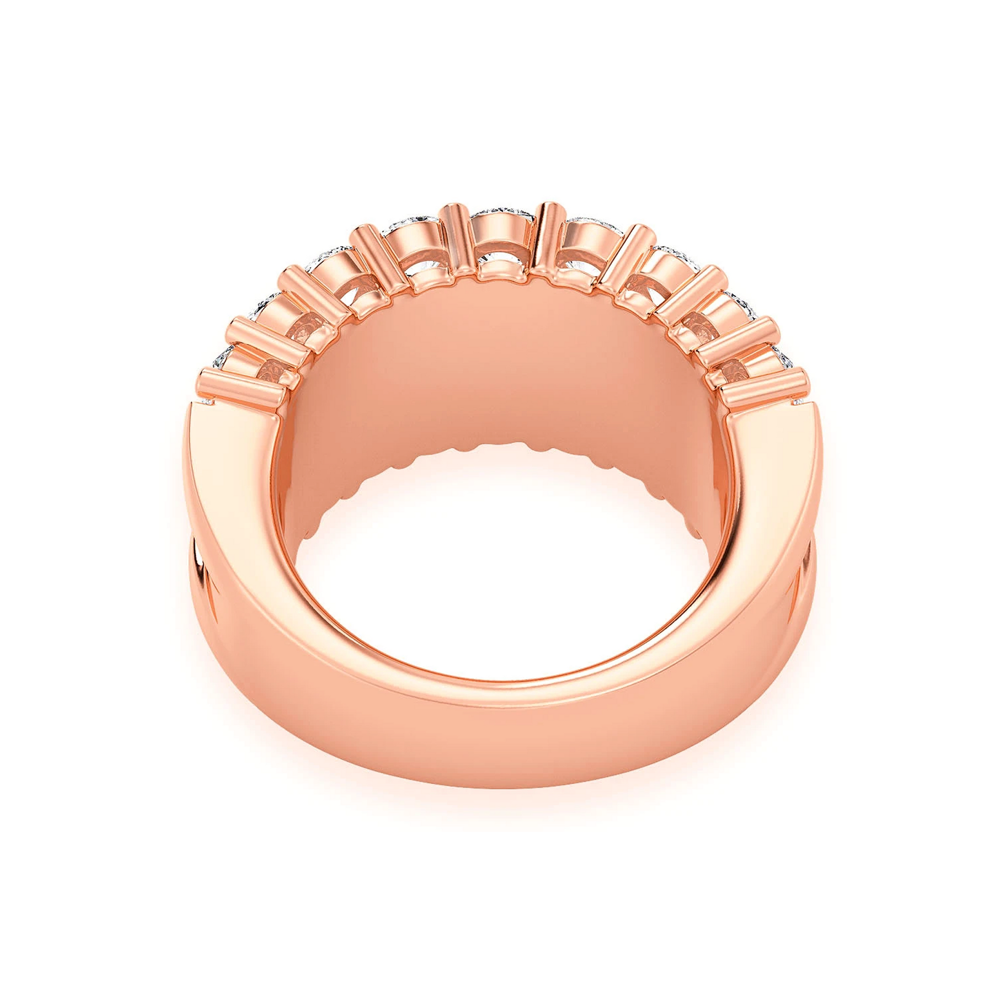 Single Row Baguette Diamond Band Ring in 14K rose gold, detail view