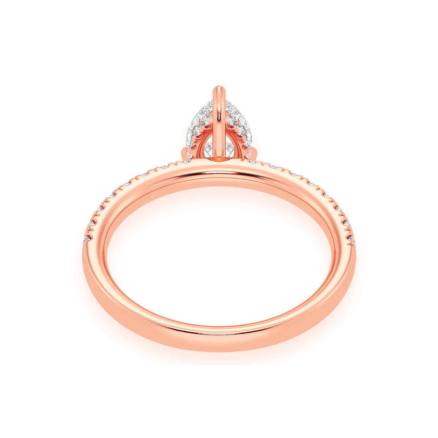 Signature One Row Under Halo Diamond Ring in 14K rose gold, alternate view