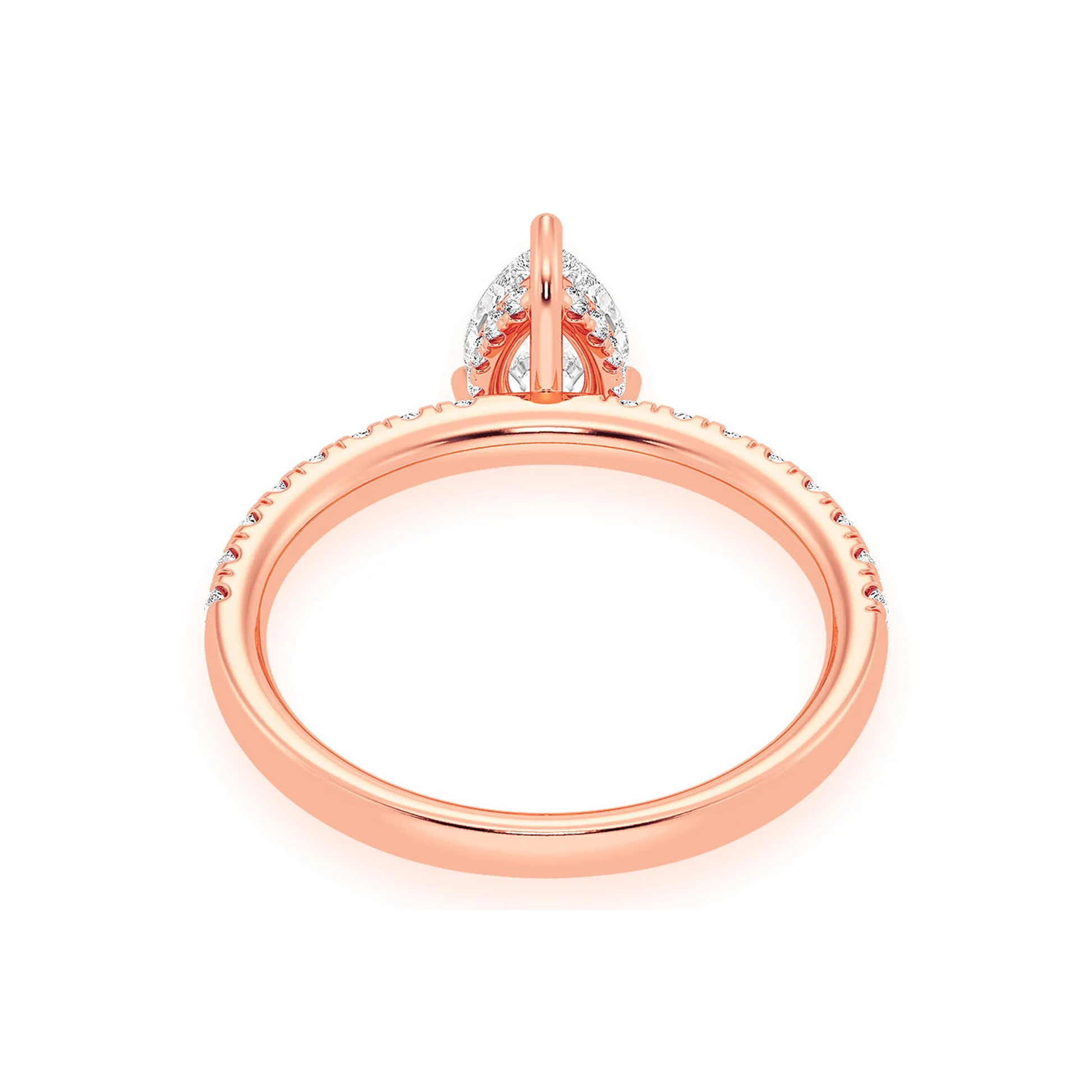Signature One Row Under Halo Diamond Ring in 14K rose gold, alternate view
