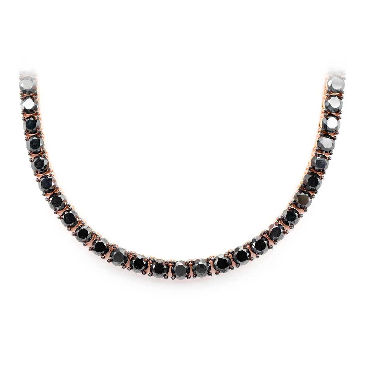 Black Diamond Prong Set Tennis Necklace