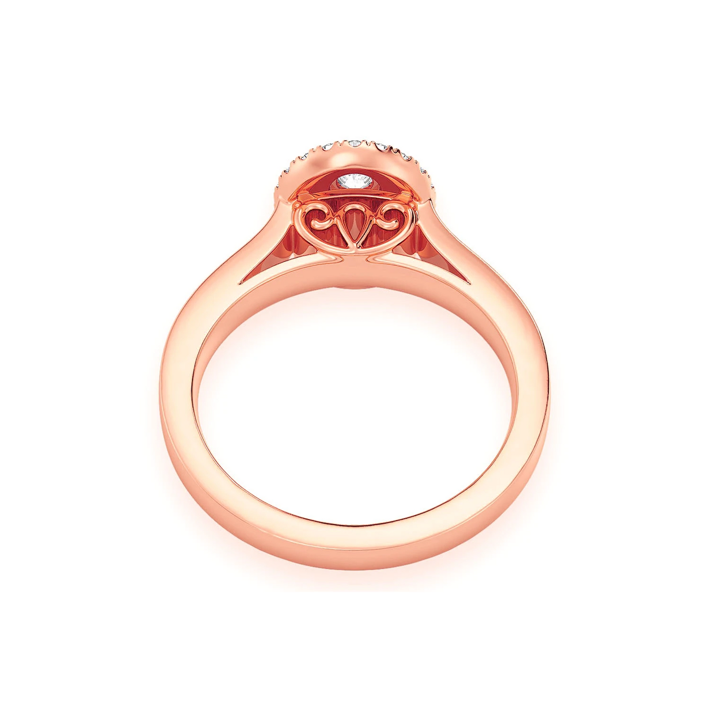 Layered Oval Diamond Engagement Ring in 14K rose gold, alternate view