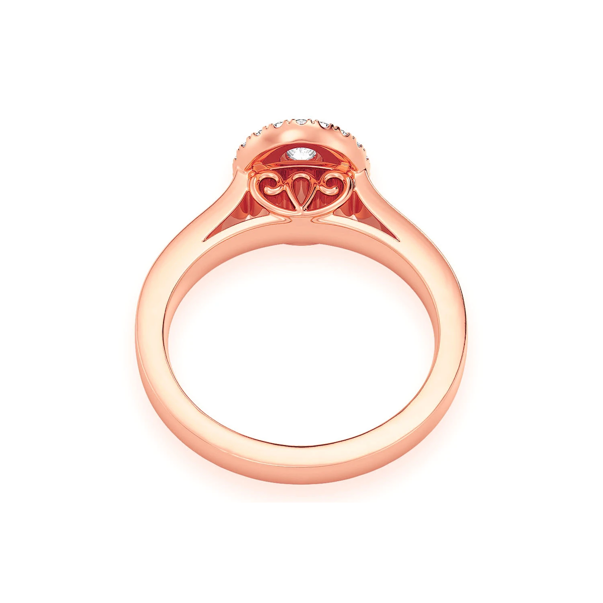 Layered Oval Diamond Engagement Ring in 14K rose gold, alternate view