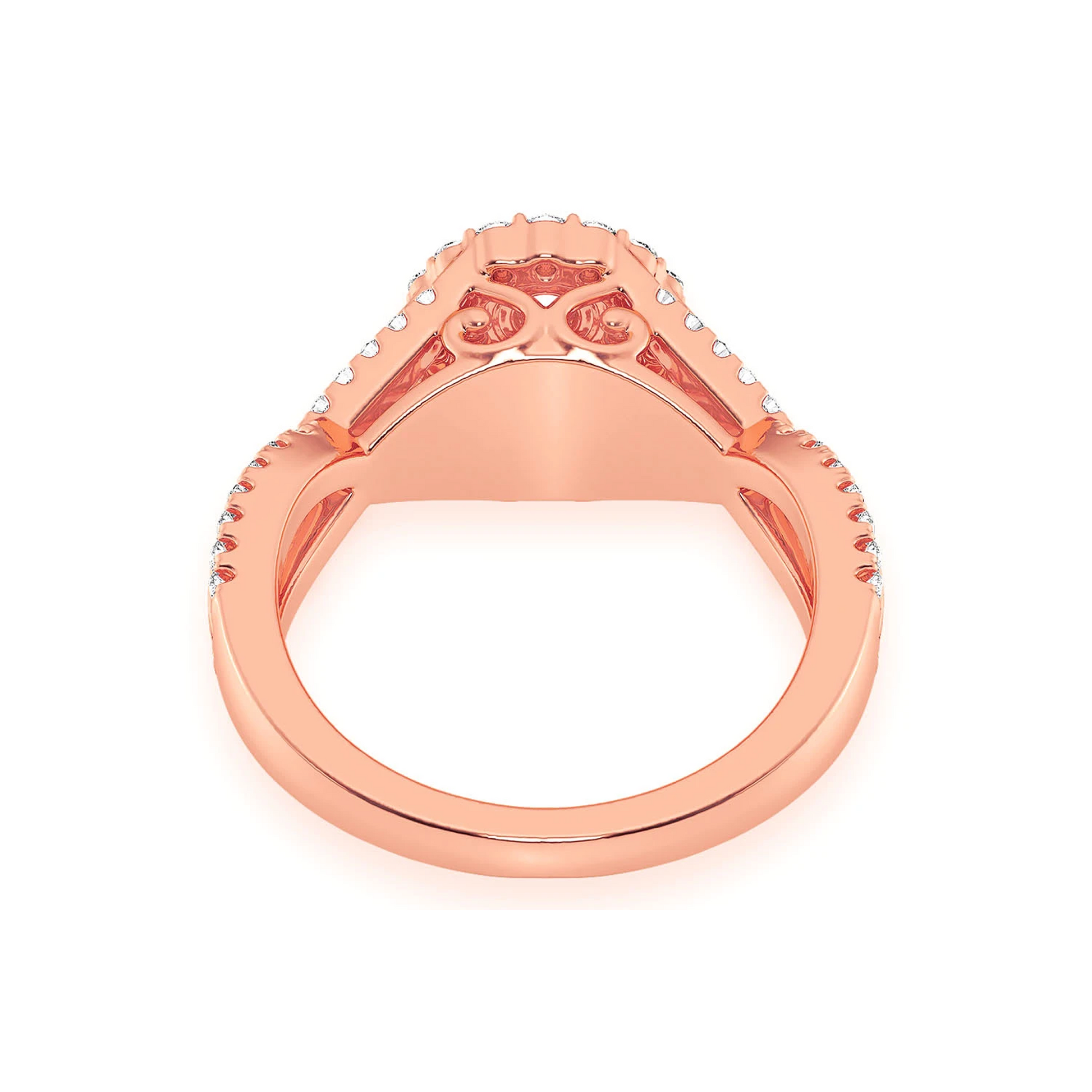 Double Band Halo Diamond Ring in 14K rose gold, alternate view