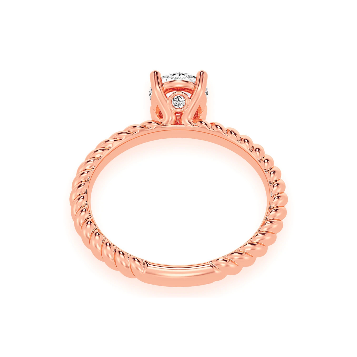 Classic Twist Band Solitaire Diamond Ring in 14K rose gold, alternate view
