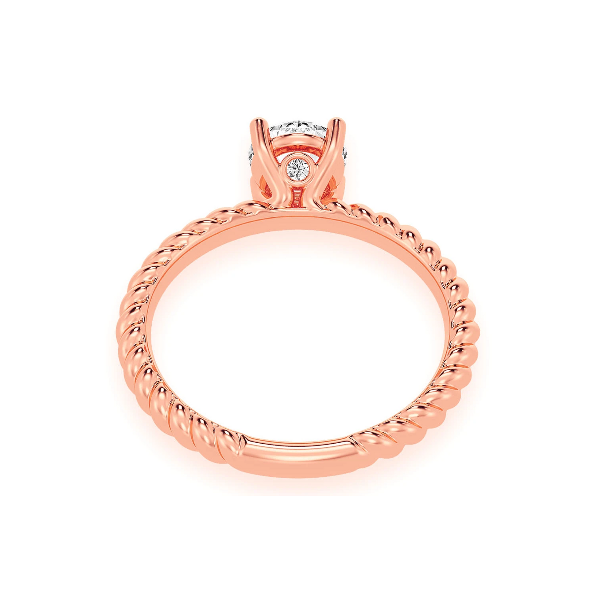 Classic Twist Band Solitaire Diamond Ring in 14K rose gold, alternate view