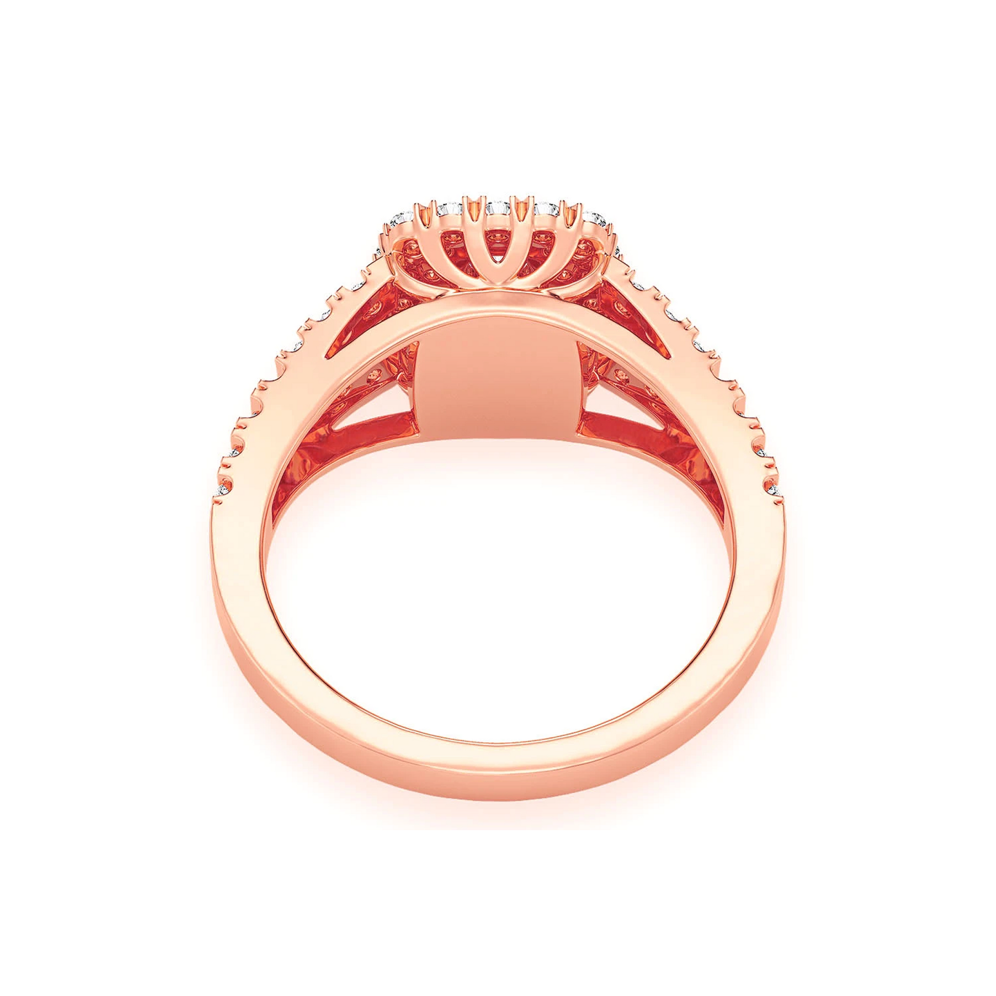 Cushion Double Halo Split Shank Ring in 14K rose gold, alternate view