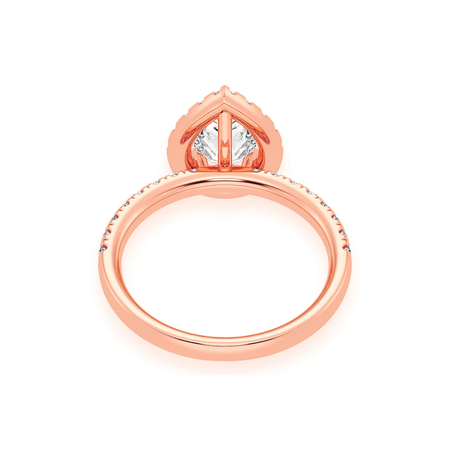 Pear Scallop Halo One Row Diamond Ring in 14K rose gold, alternate view