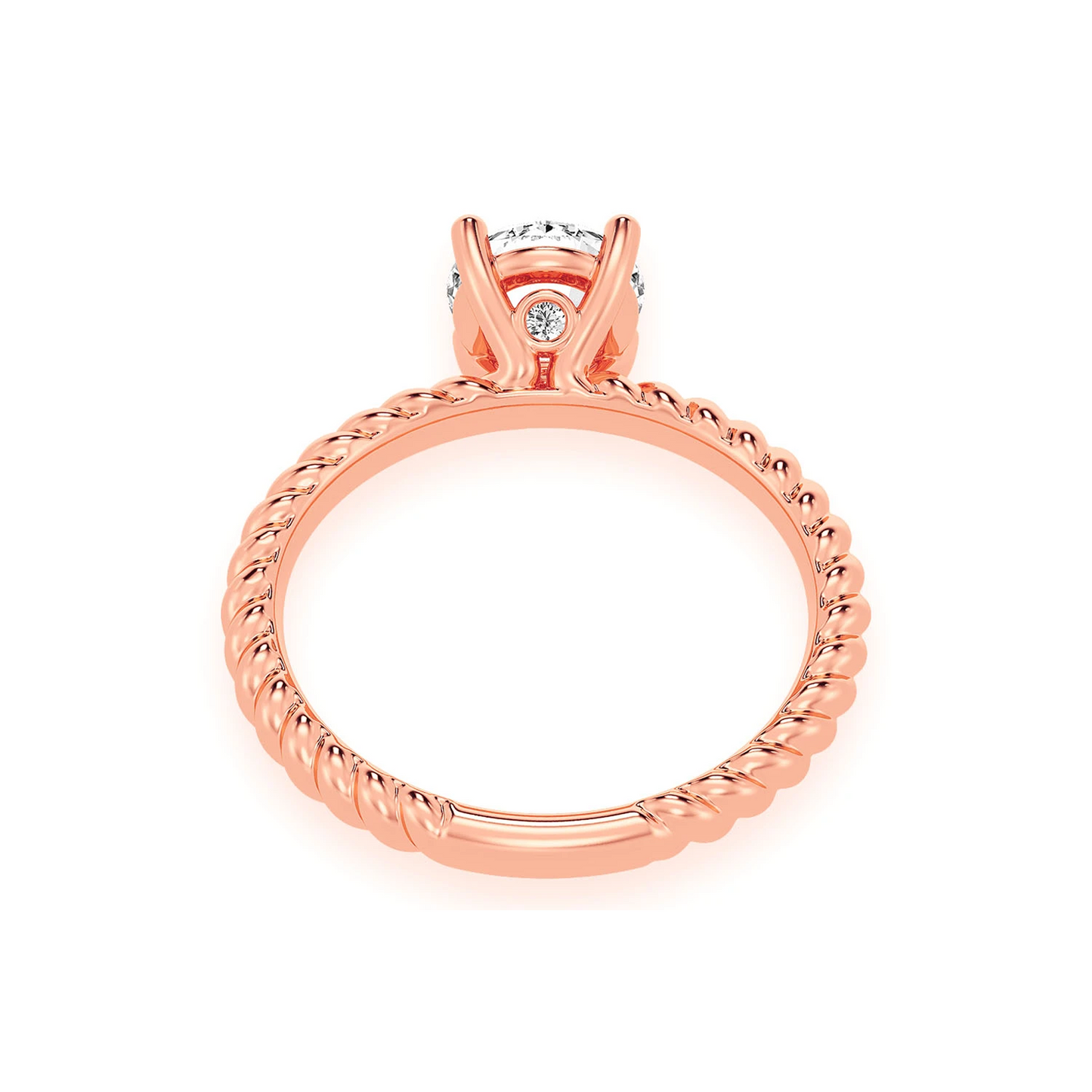 Twist Band Solitaire Diamond Ring in 14K rose gold, alternate view