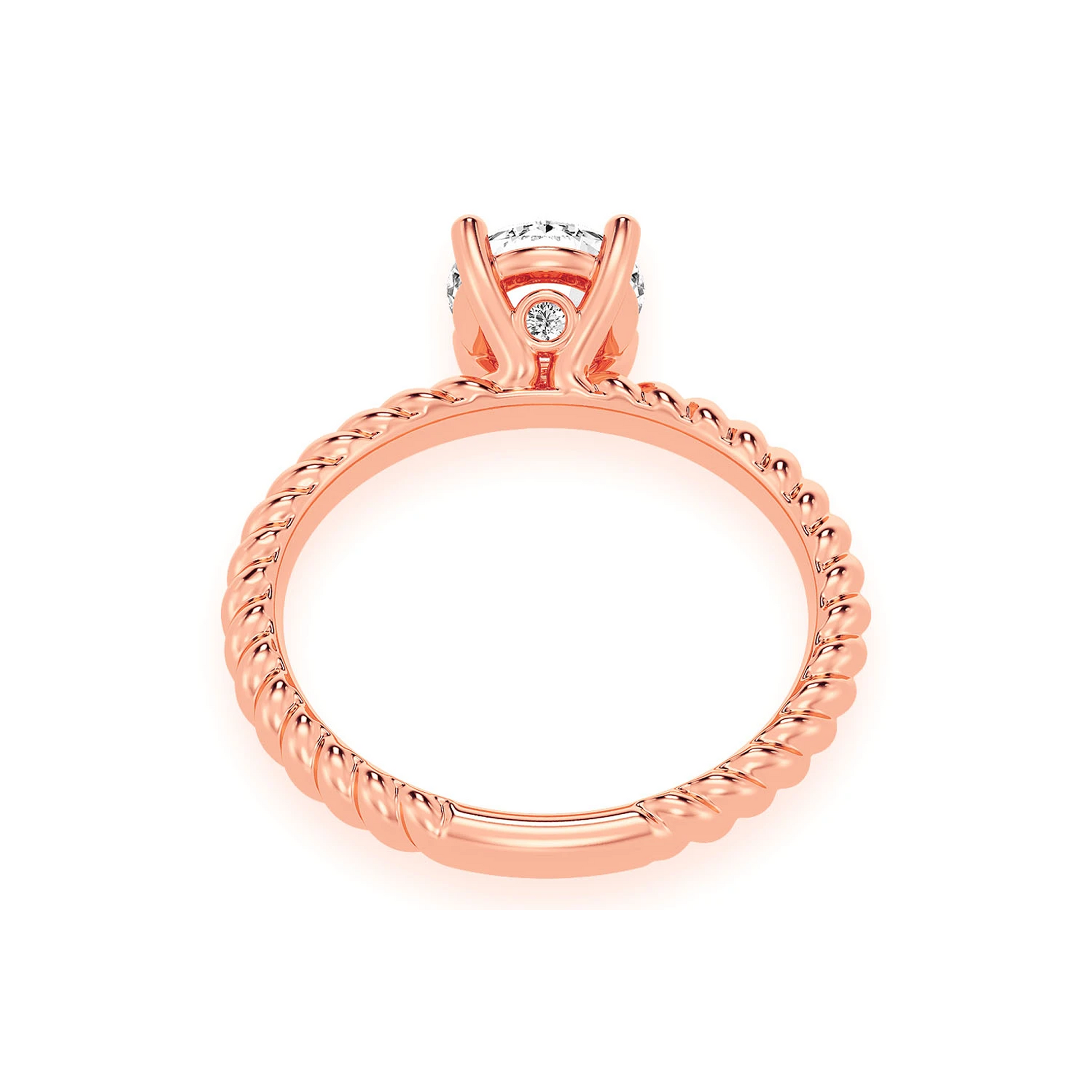 Twist Band Solitaire Diamond Ring in 14K rose gold, alternate view