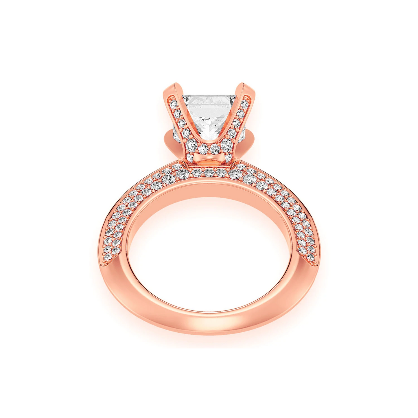 2ct Princess Cut Solitaire Knife Edge Engagement Ring in 14K rose gold, alternate view