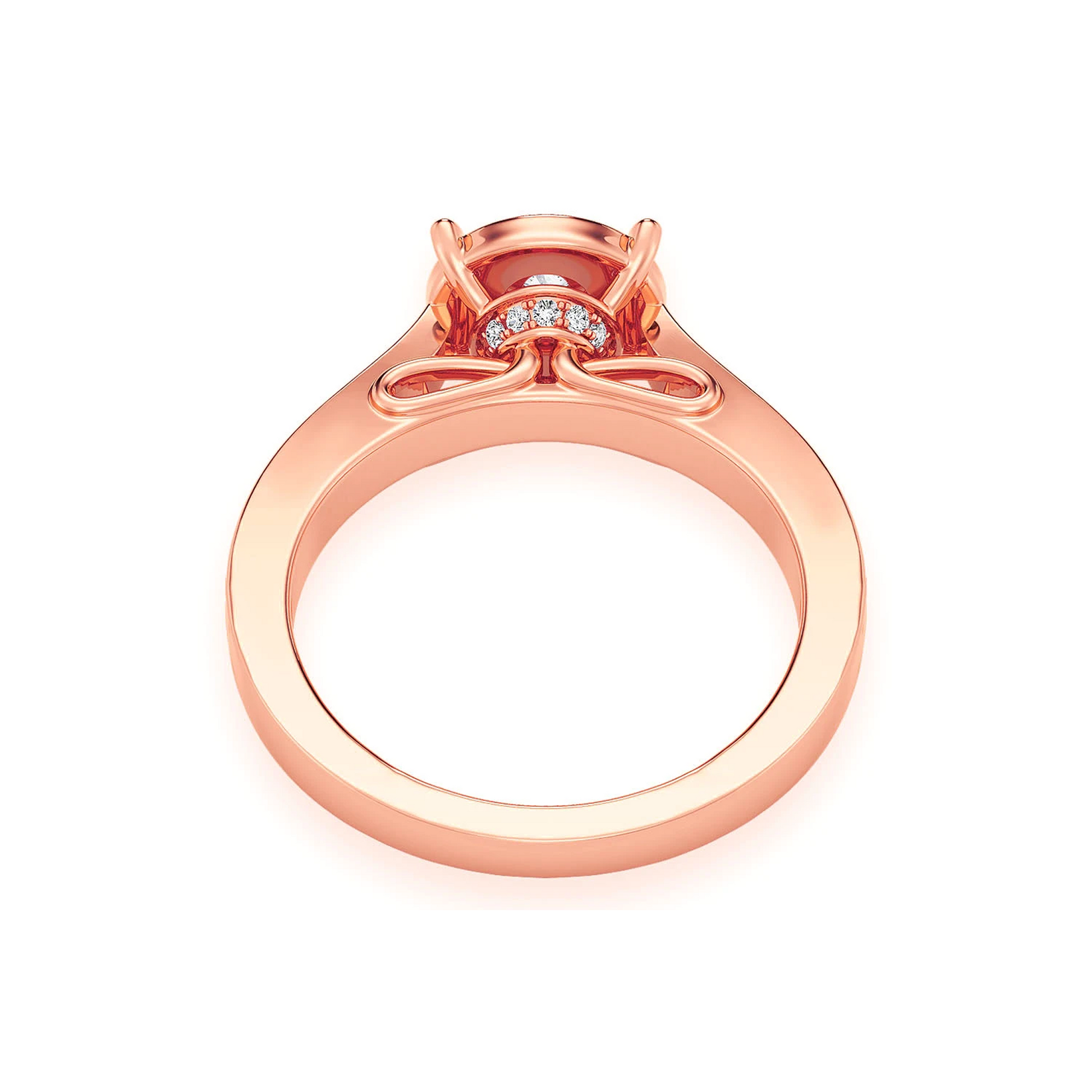 Round Halo Diamond Engagement Ring in 14K rose gold, alternate view