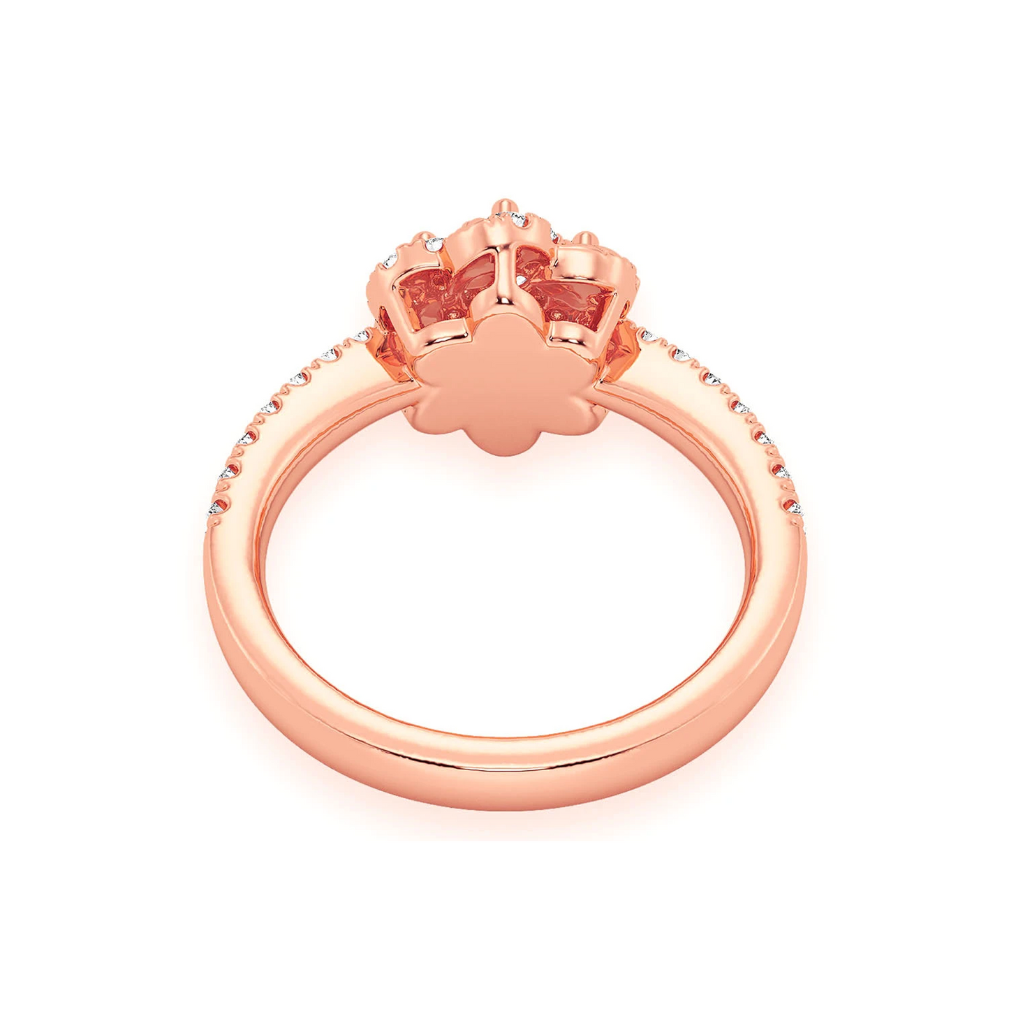 Three Layer Floral Single Band Engagement Ring in 14K rose gold, alternate view