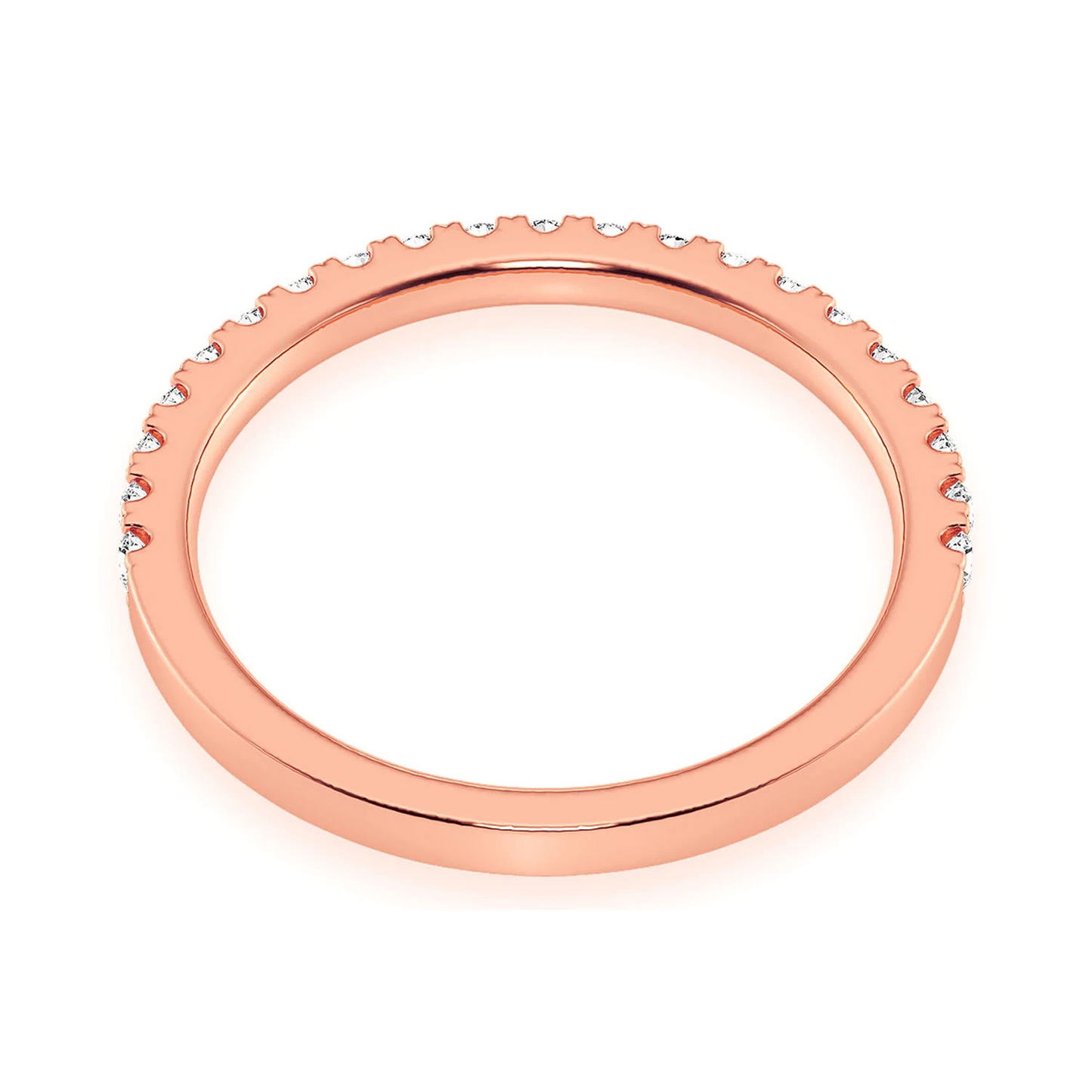 Slim Single Row Band Ring in 14K rose gold, detail view