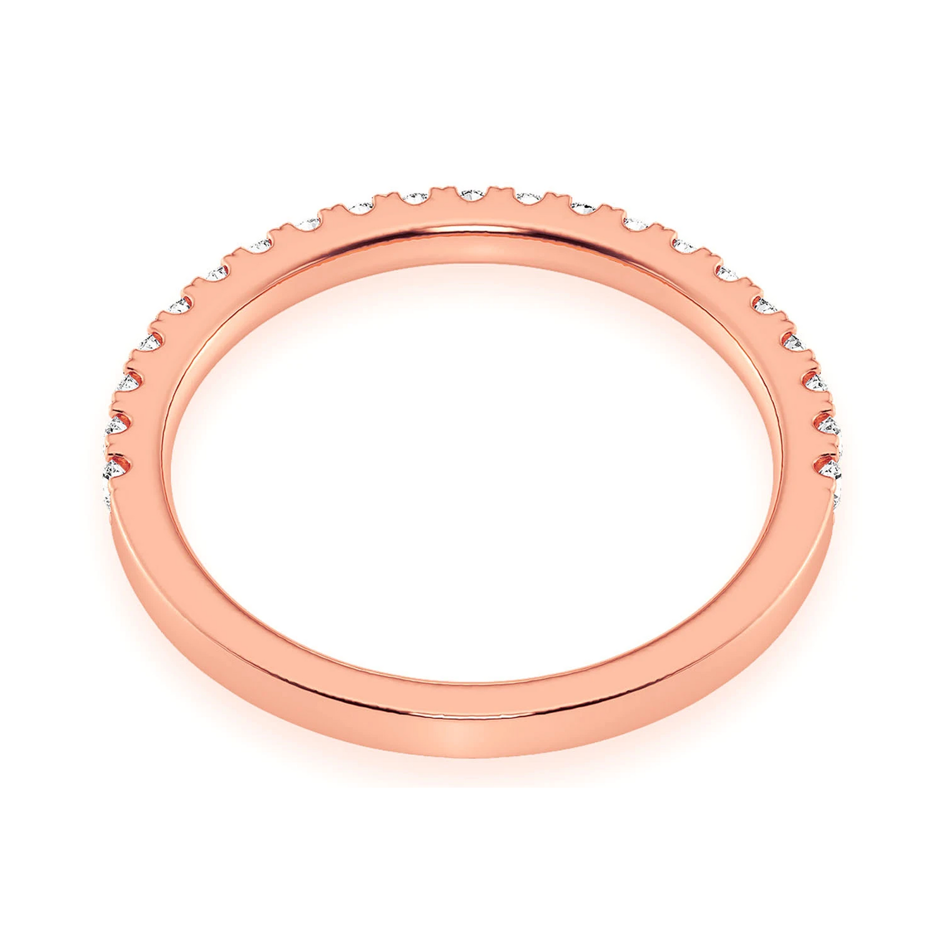 Slim Single Row Band Ring in 14K rose gold, detail view